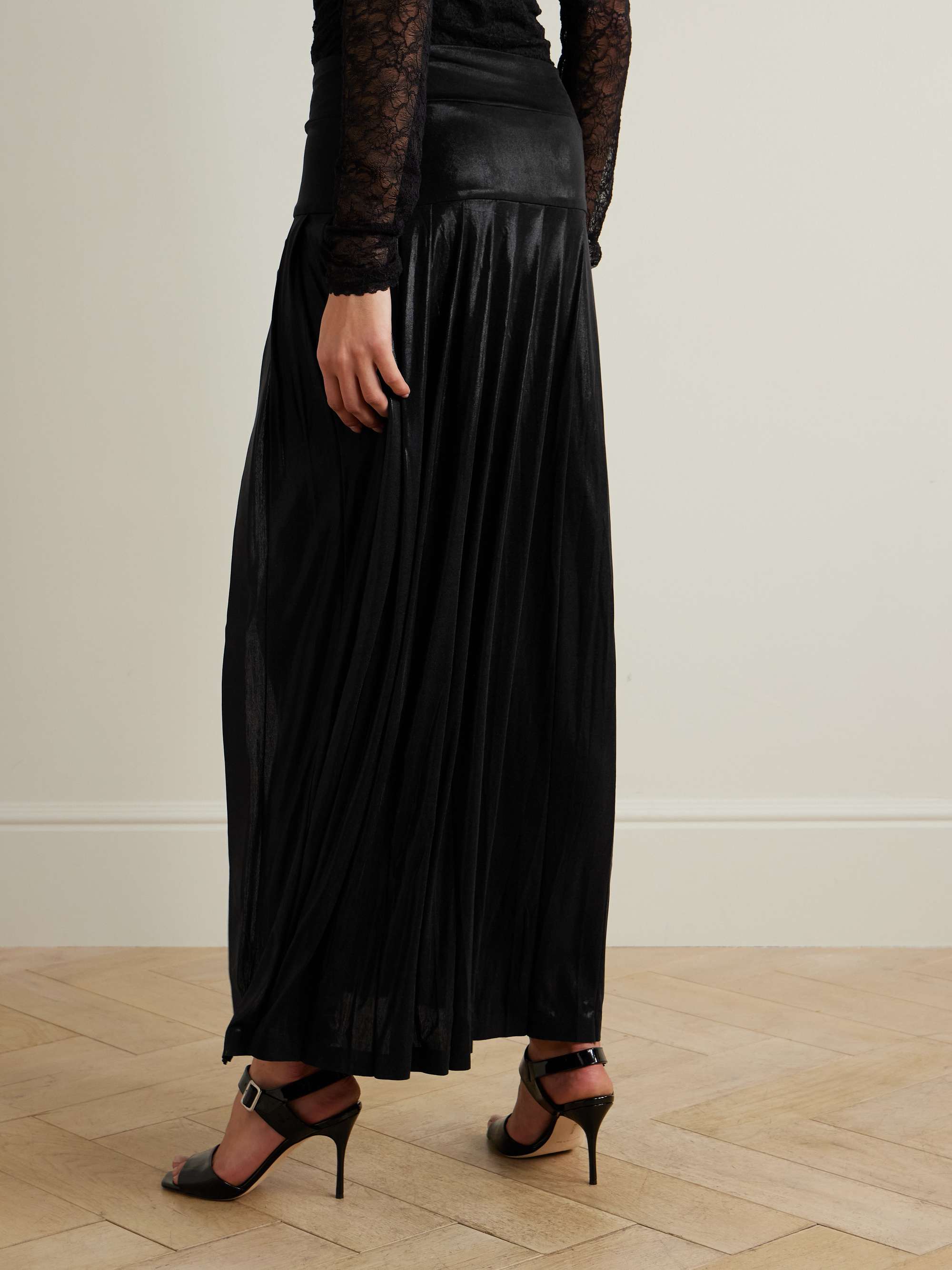 Pleated stretch-lamé maxi skirt view