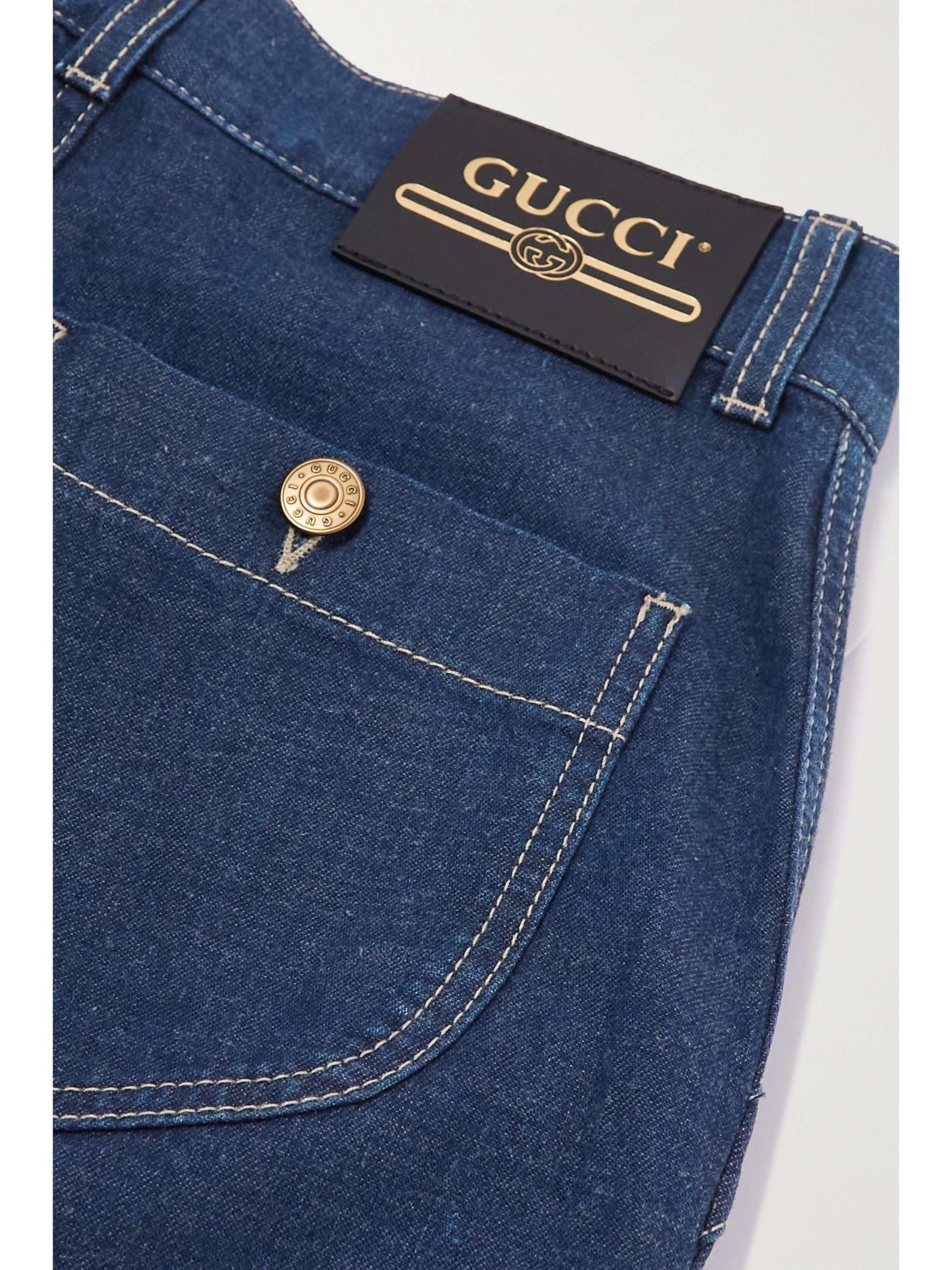 Wide-leg coated-canvas trimmed jeans view