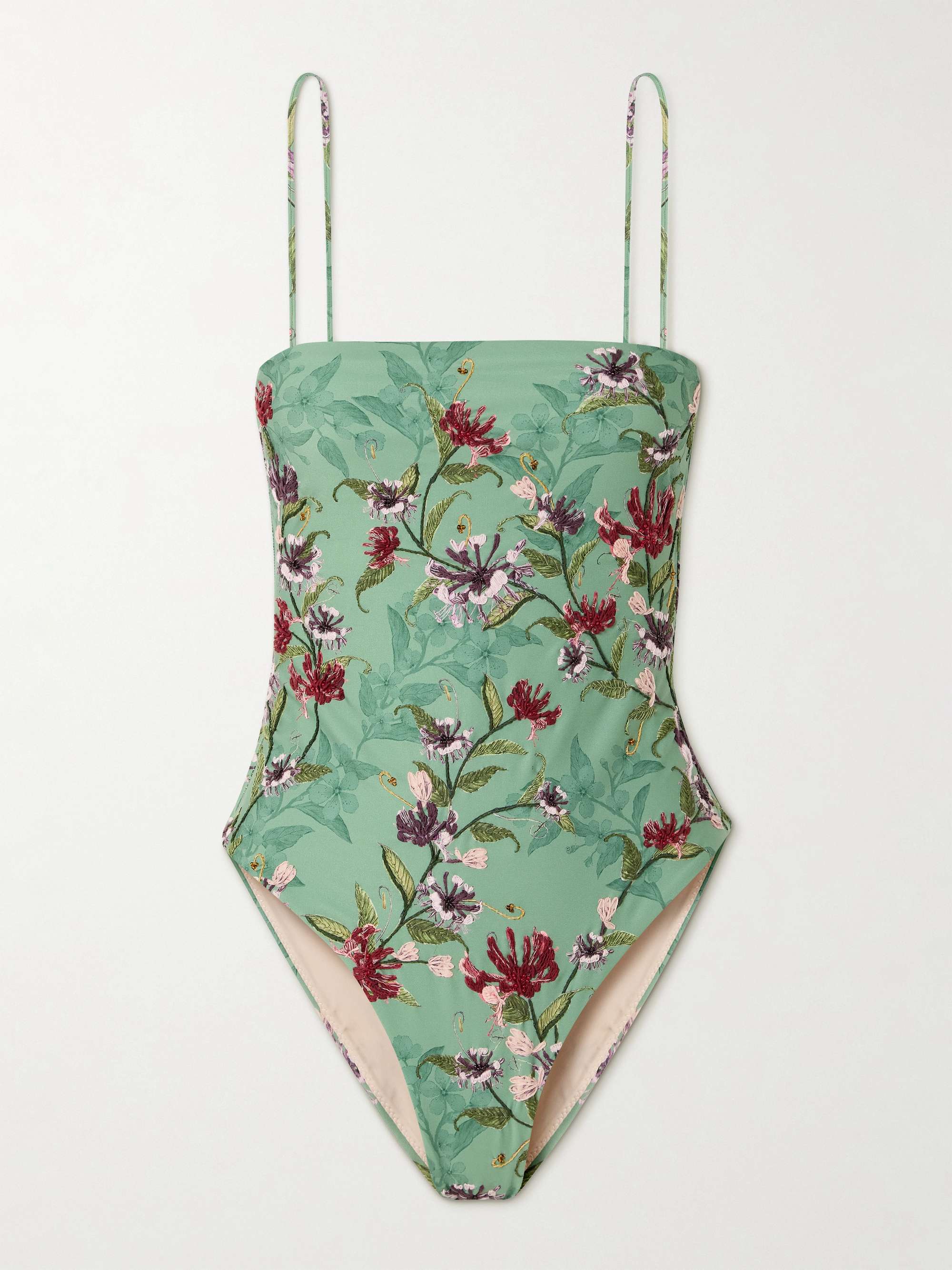 Durazno Honeysuckle embroidered floral-print recycled swimsuit view