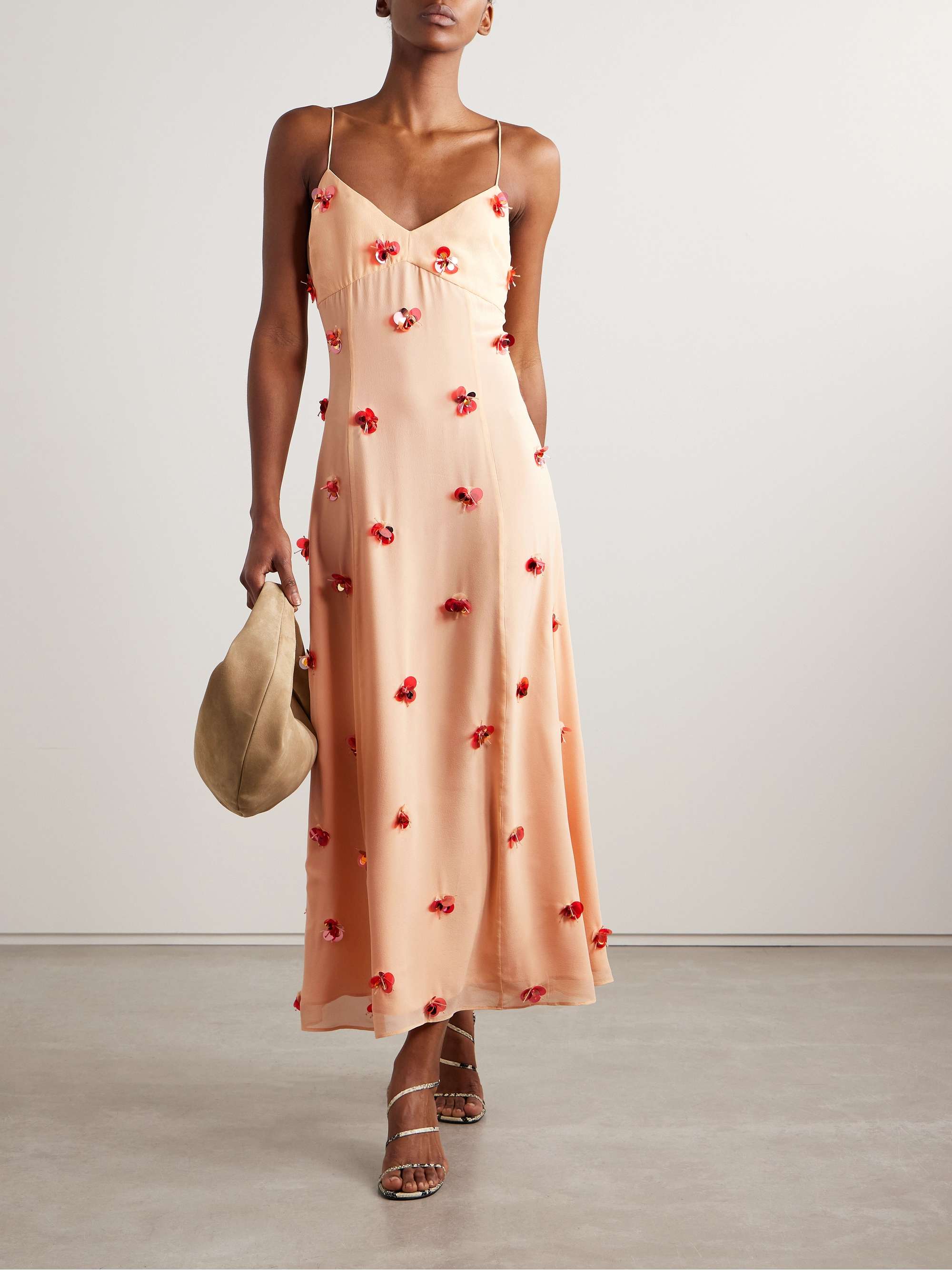 Eve embellished silk-chiffon midi dress view