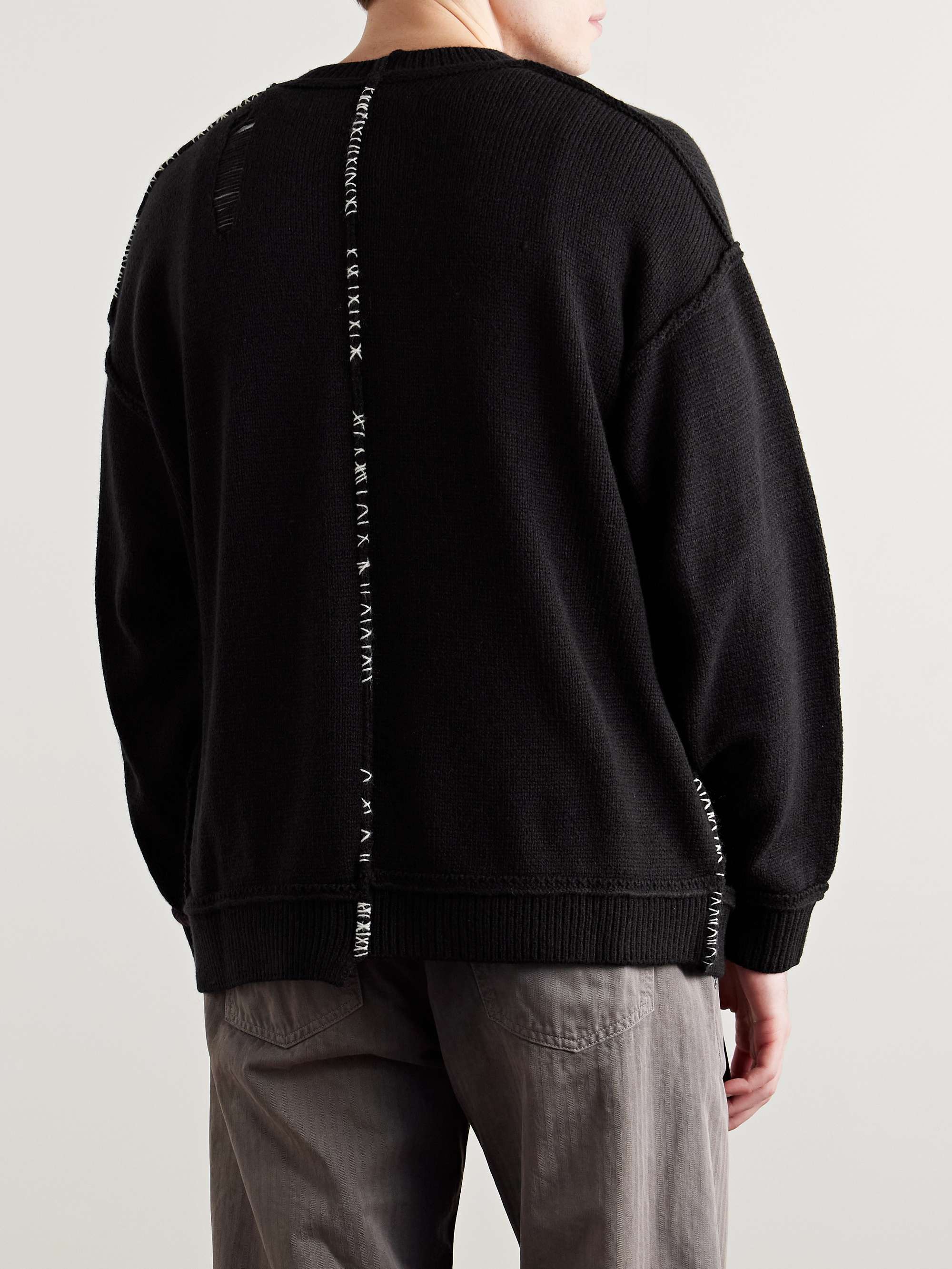 Savage Logo-Appliquéd Distressed Knitted Sweater view