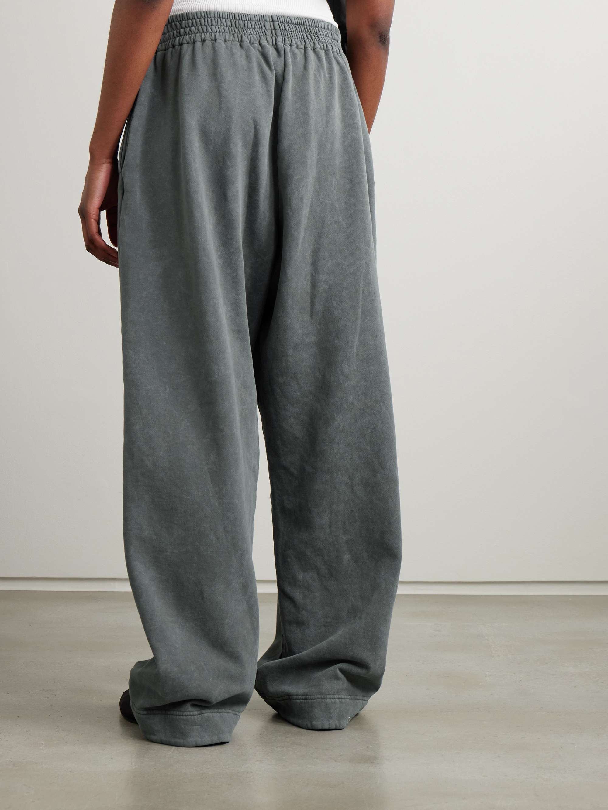 Acid-wash cotton-blend jersey track pants view