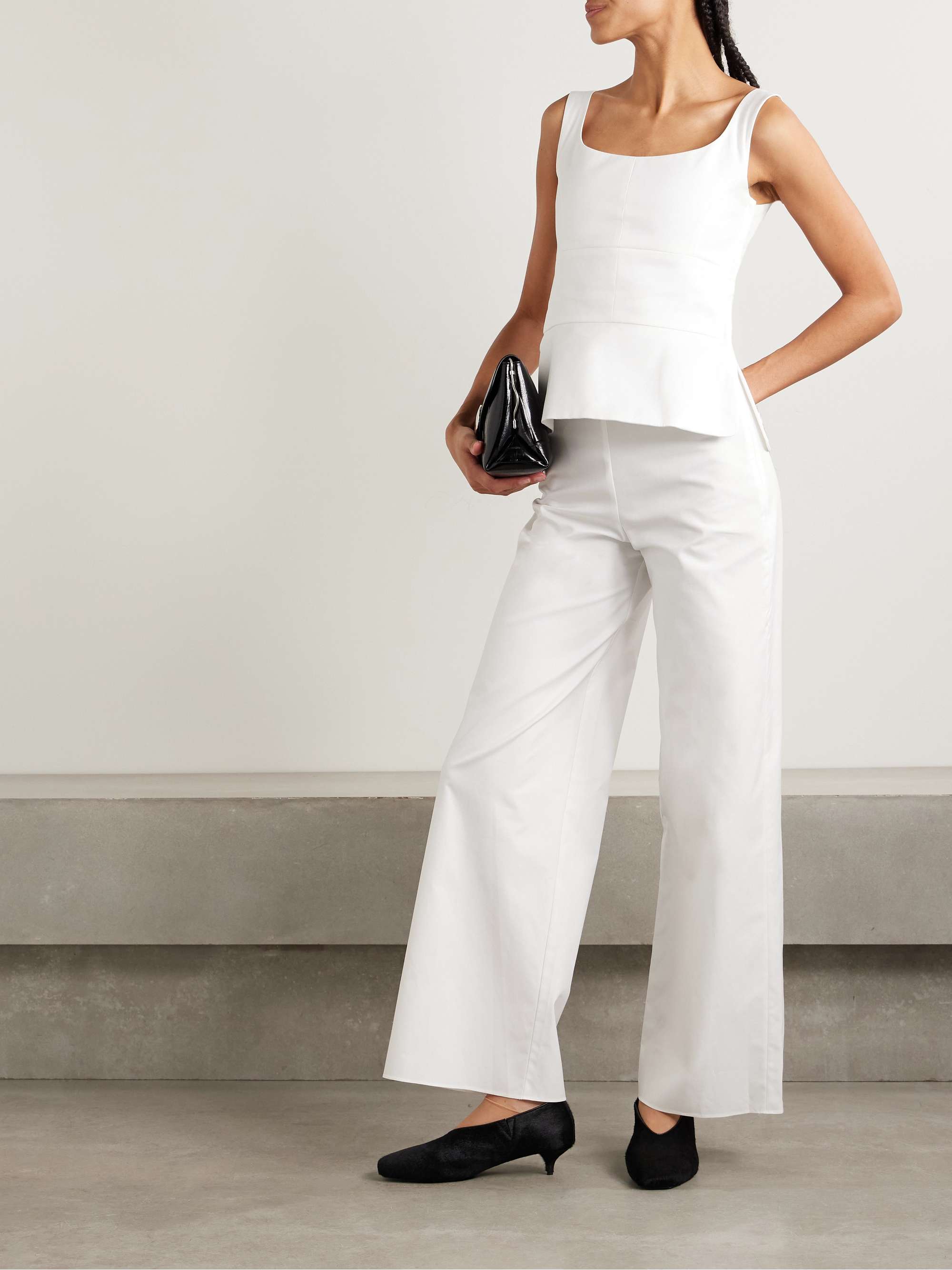 Cotton-sateen wide-leg pants view