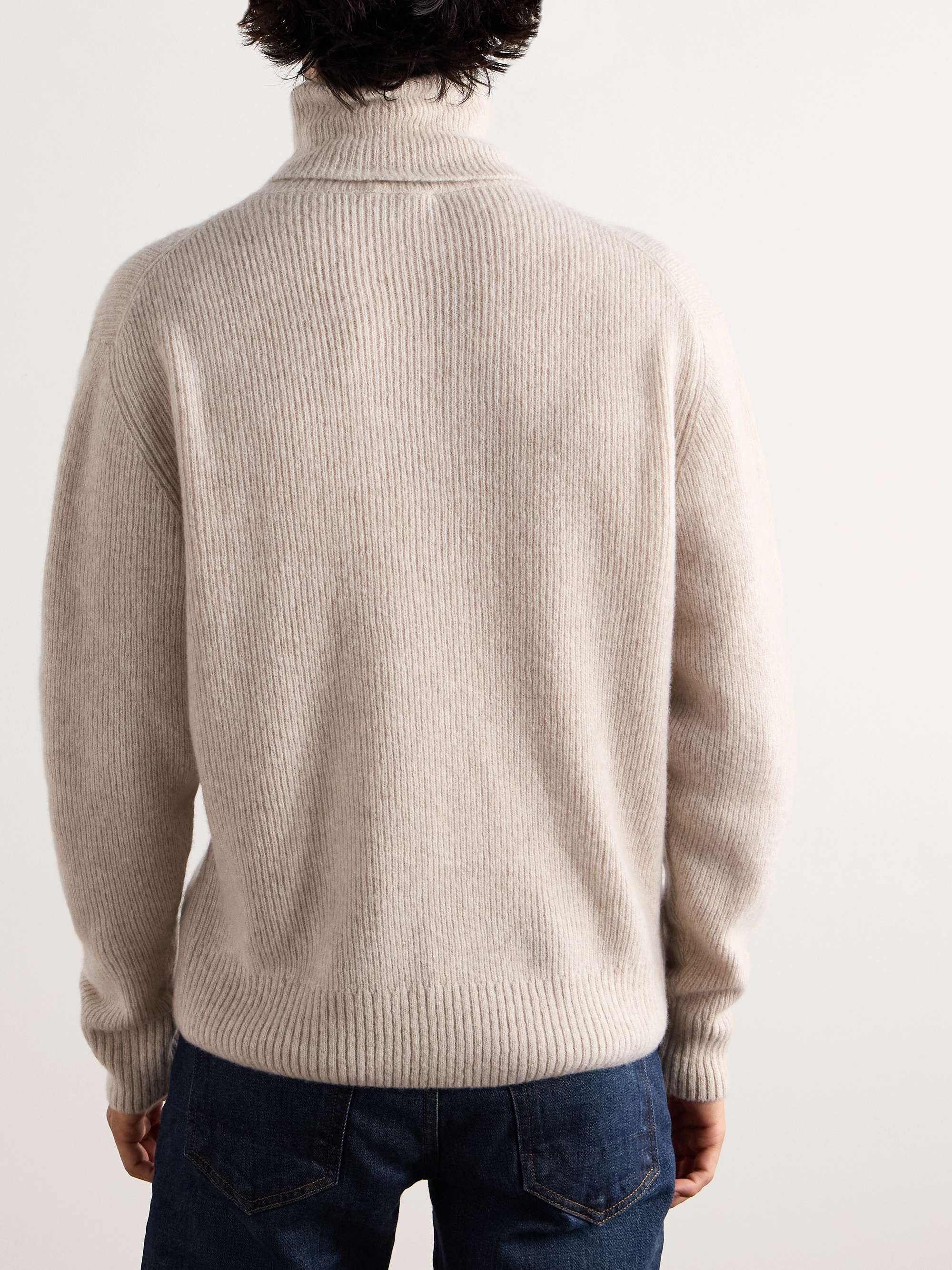 Ribbed Brushed Cashmere and Silk-Blend Rollneck Sweater view