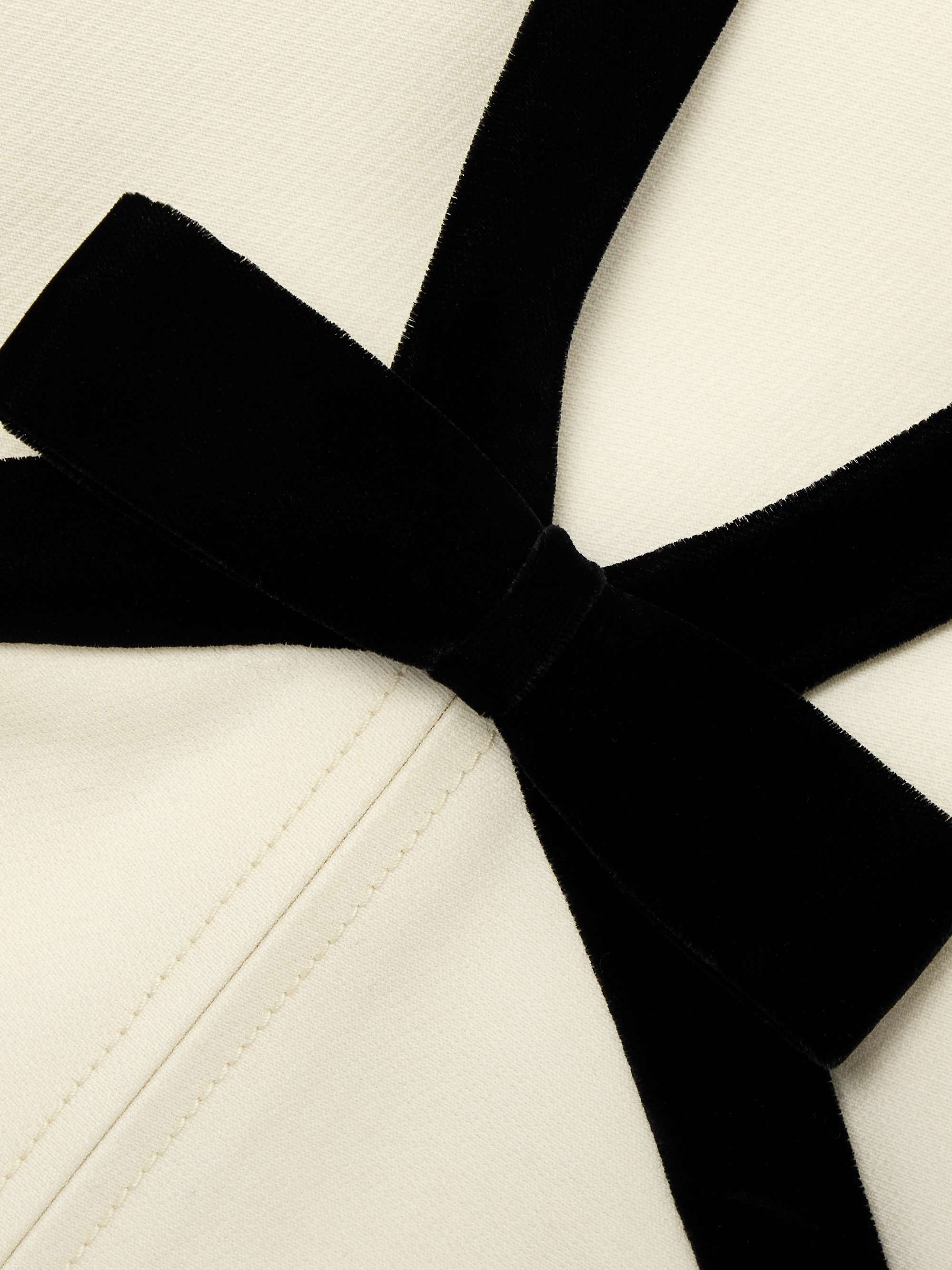 Bow-embellished velvet-trimmed wool and silk-blend crepe mini dress view