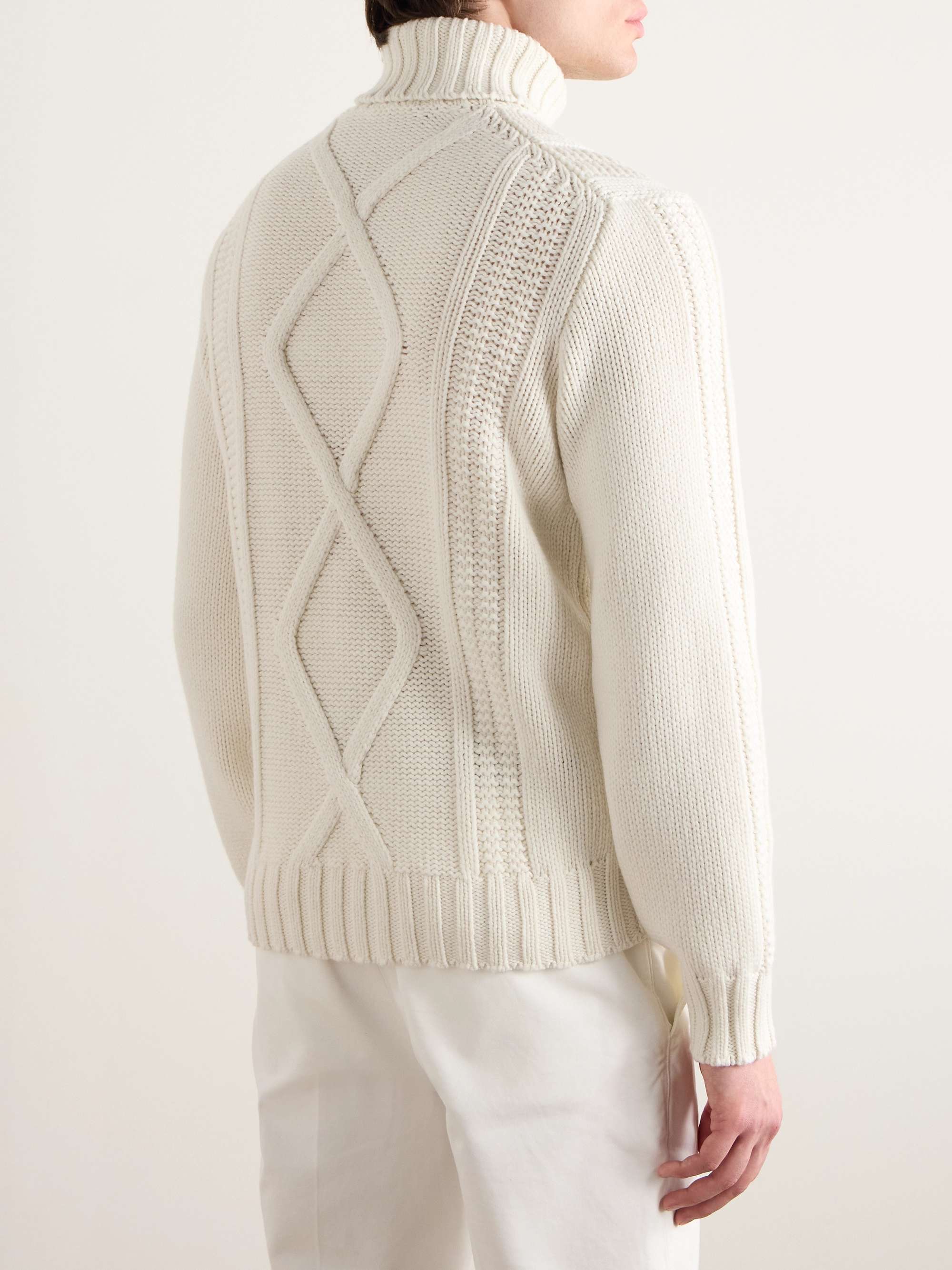 Cable-Knit Cashmere Rollneck Sweater view