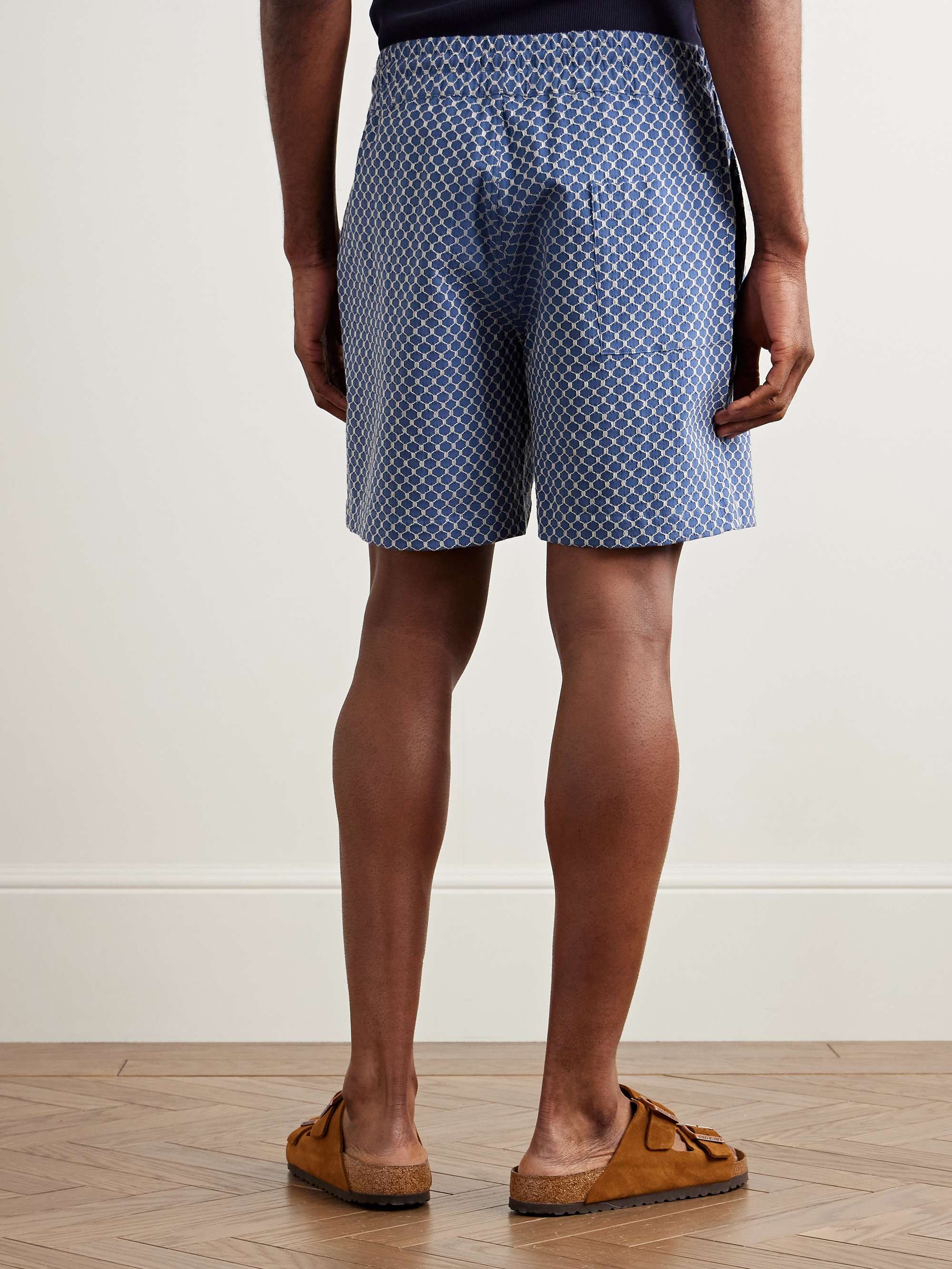 Straight-Leg Organic Cotton-Blend Jacquard Drawstring Shorts view