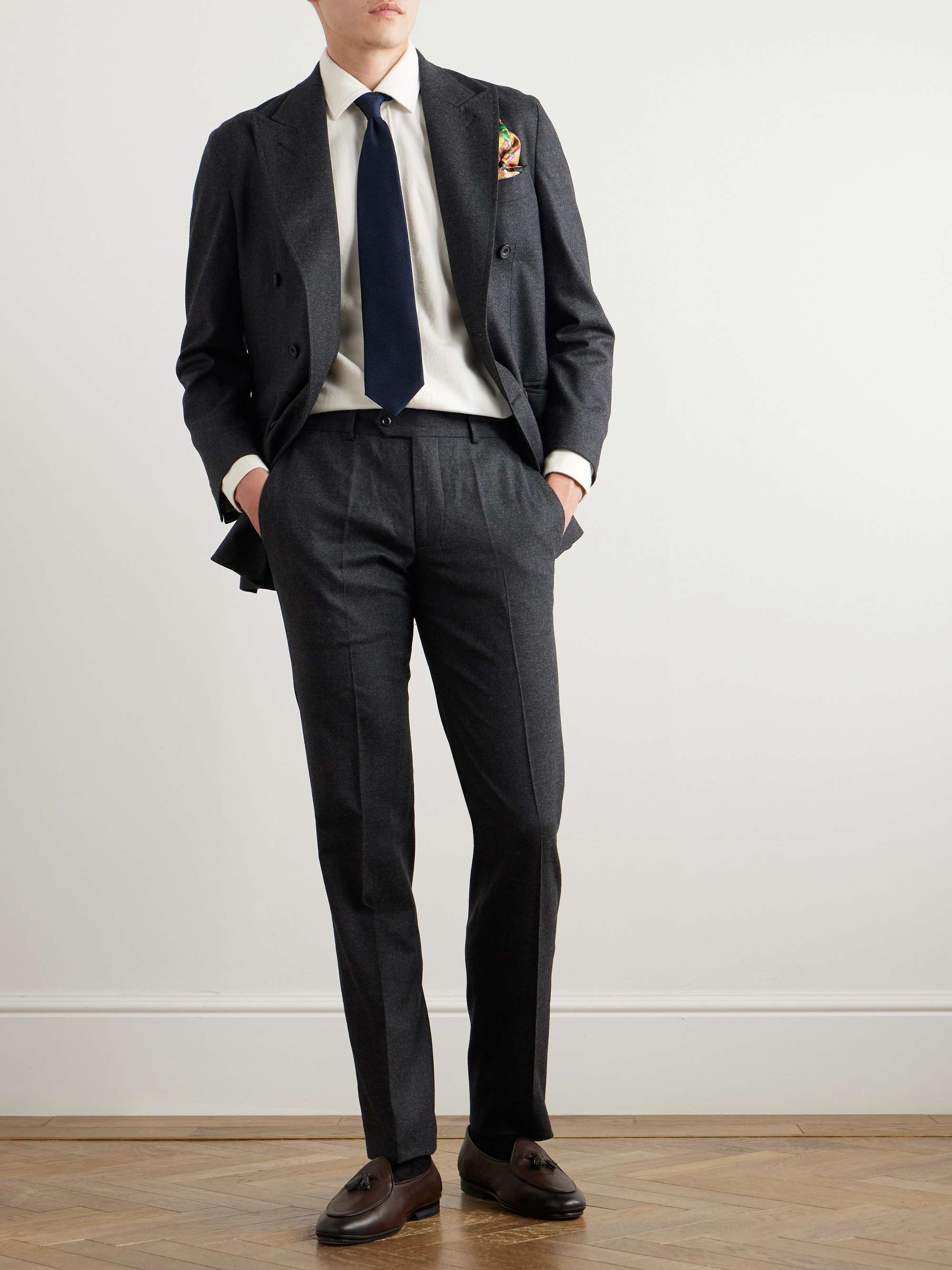 Luca Slim-Fit Tapered Wool-Flannel Trousers view