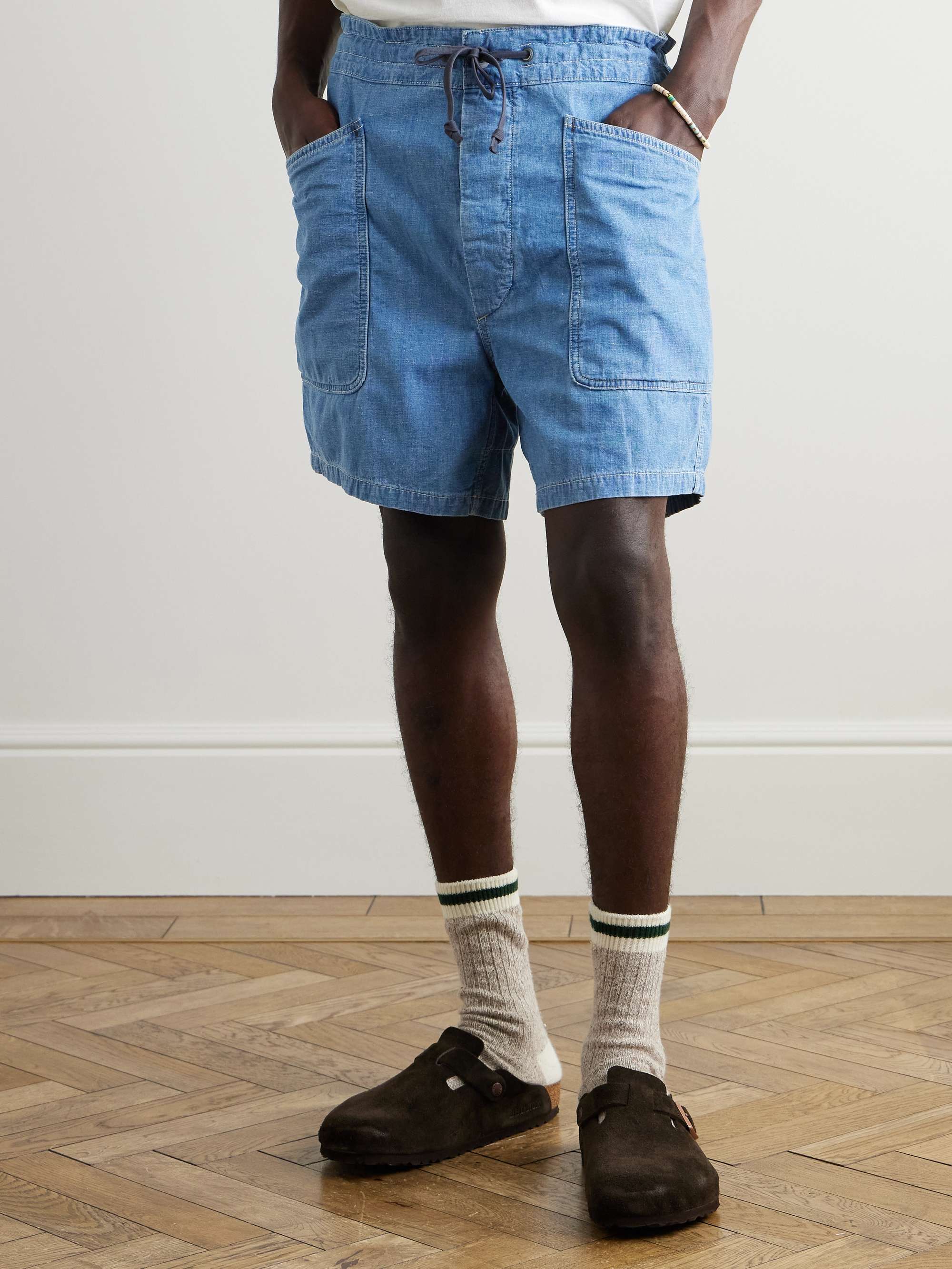 Caldwell Straight-Leg Cotton and Linen-Blend Chambray Shorts view