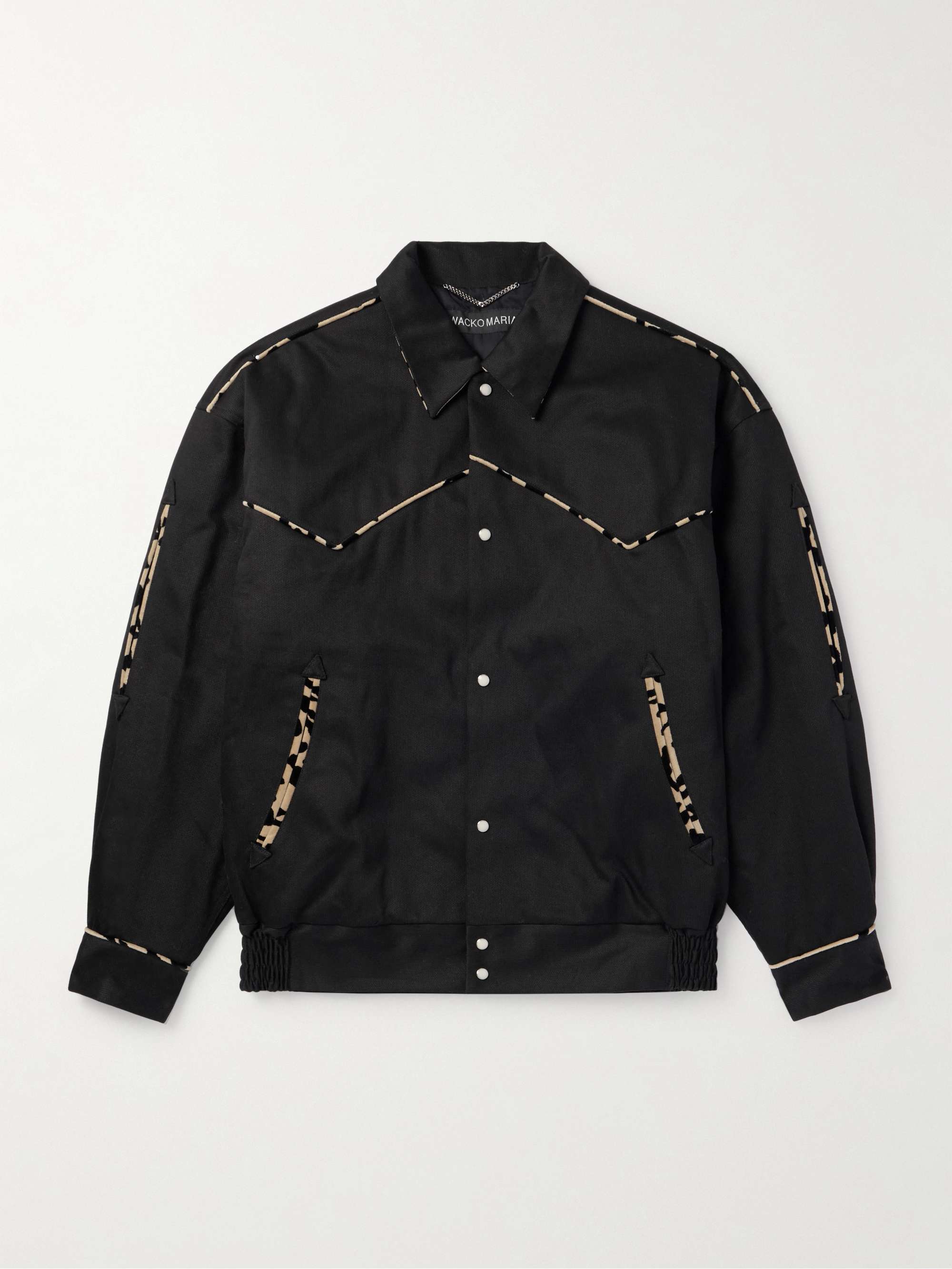 Leopard-Print Velvet-Trimmed Padded Cotton-Canvas Western Jacket view