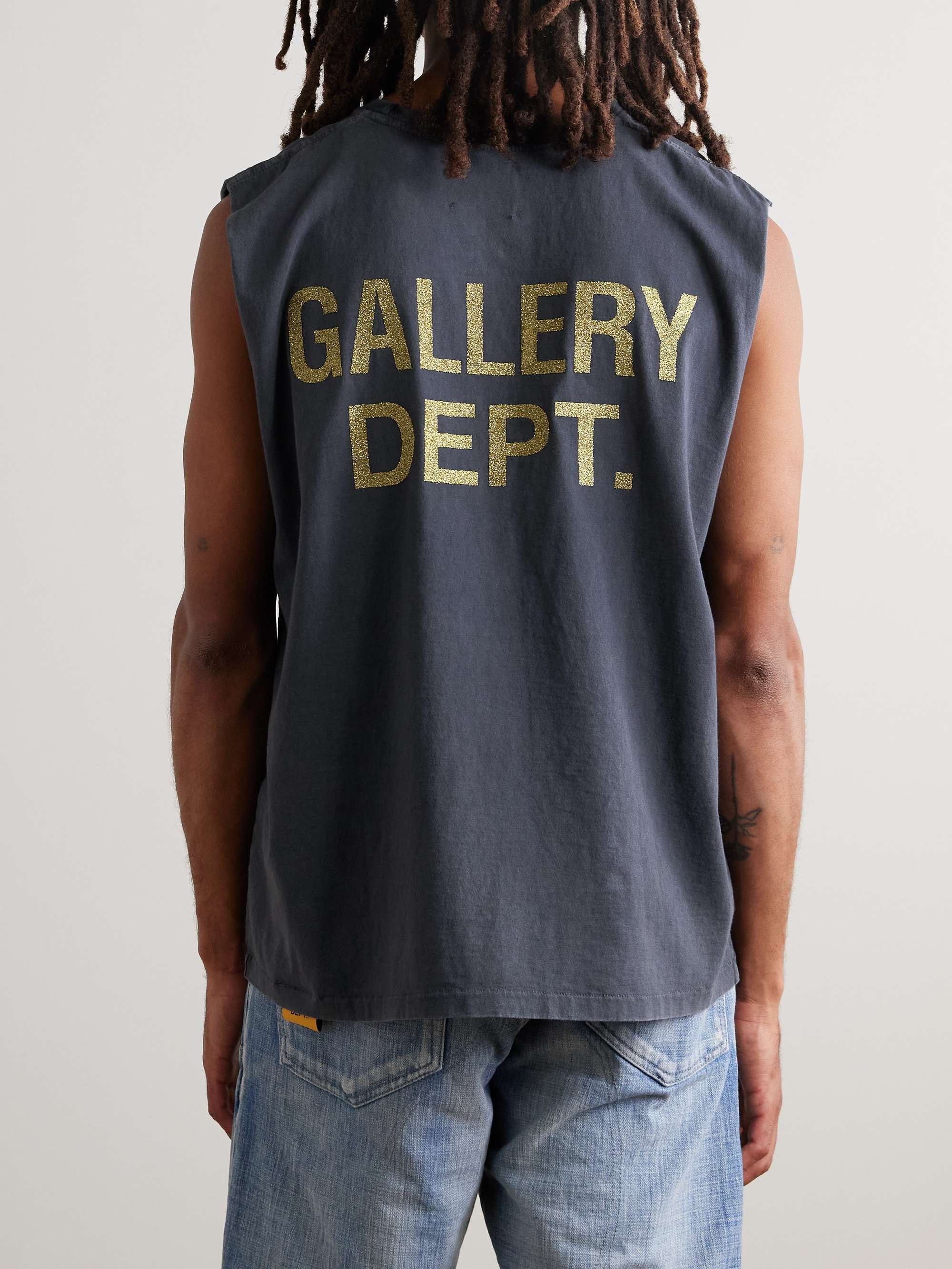 Collins Glittered Printed Cotton-Jersey Tank Top view