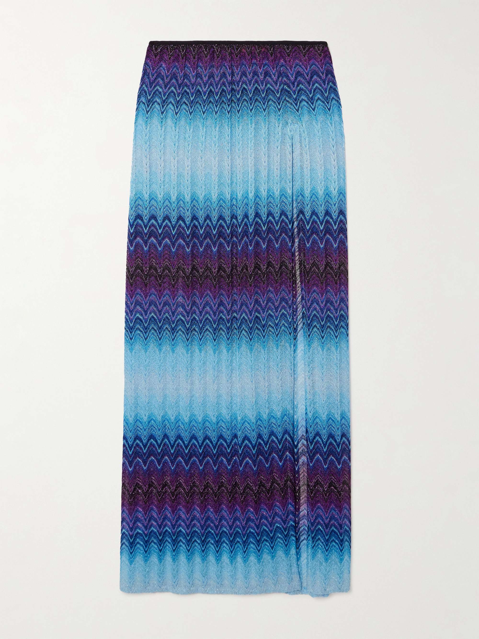 Ombré metallic crochet-knit midi skirt view