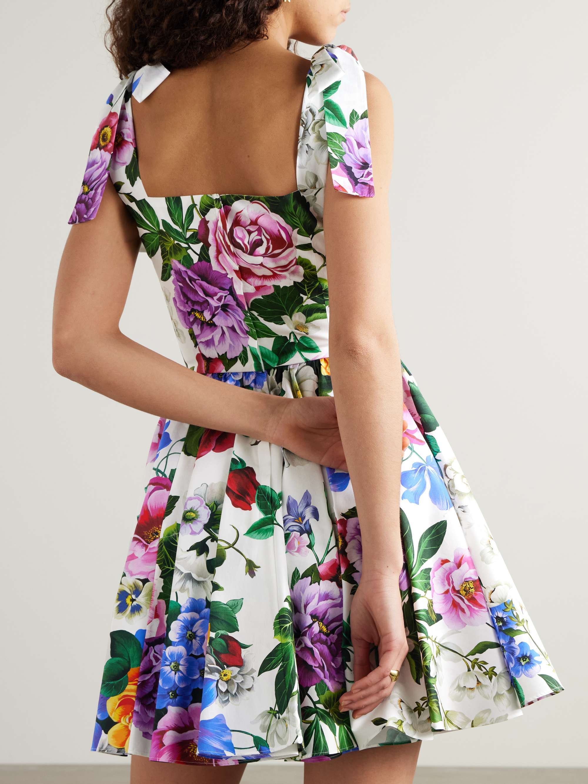 Floral-print cotton-blend poplin mini dress view