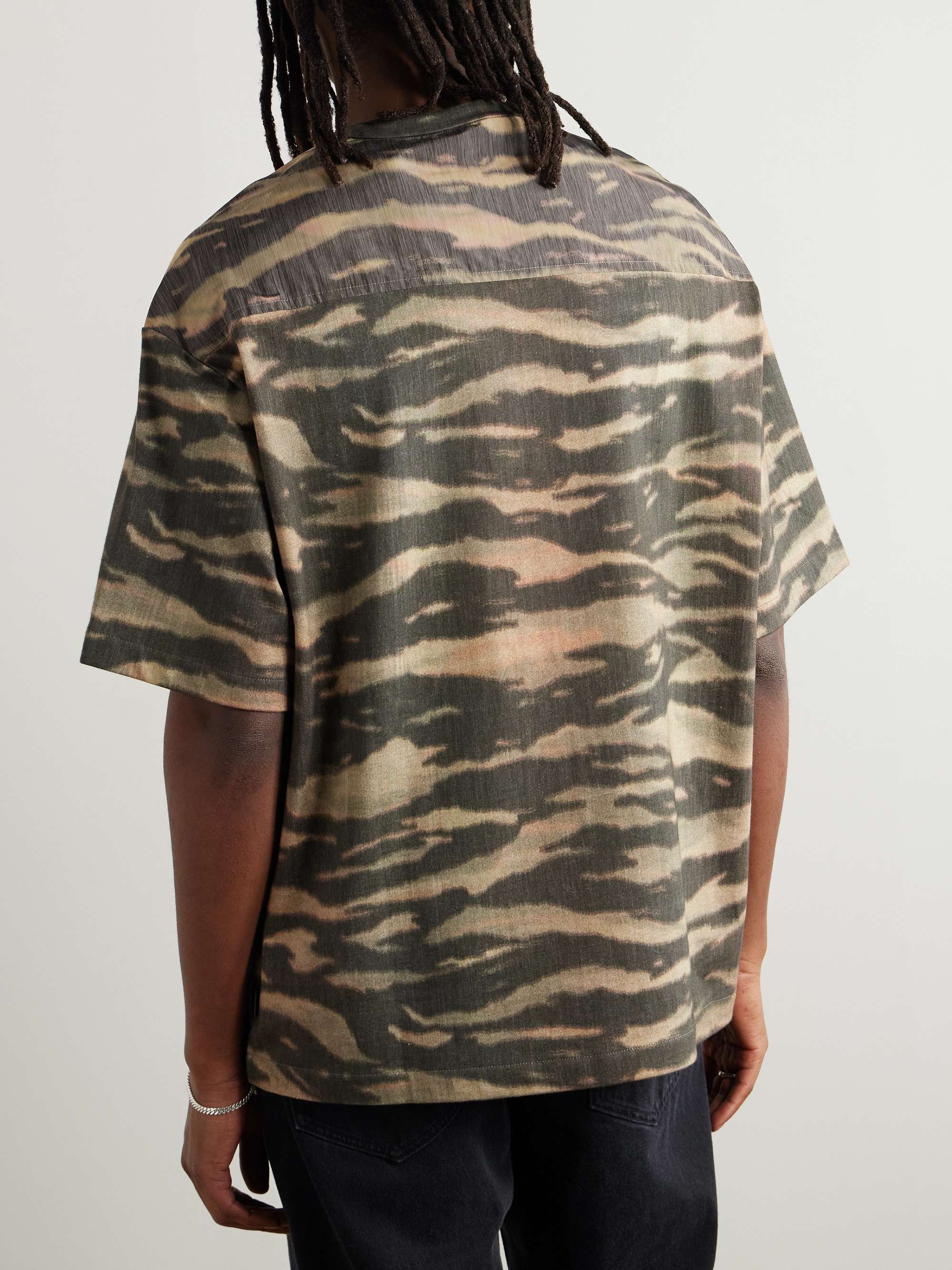Printed Shell-Trimmed Cotton-Jersey T-Shirt view