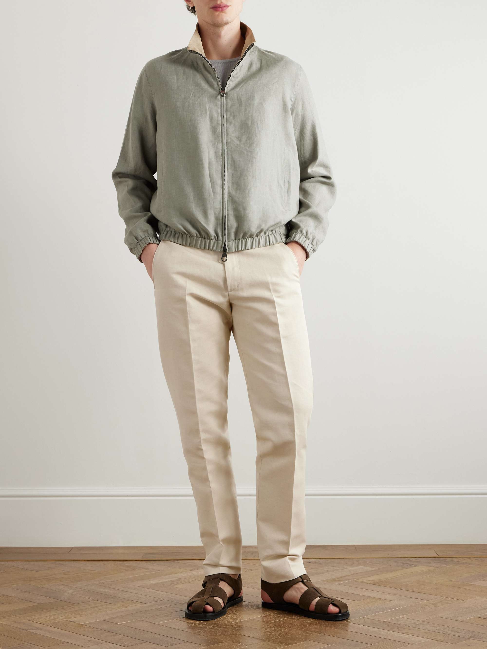 Cedric Tapered Cotton and Linen-Blend Canvas Trousers view