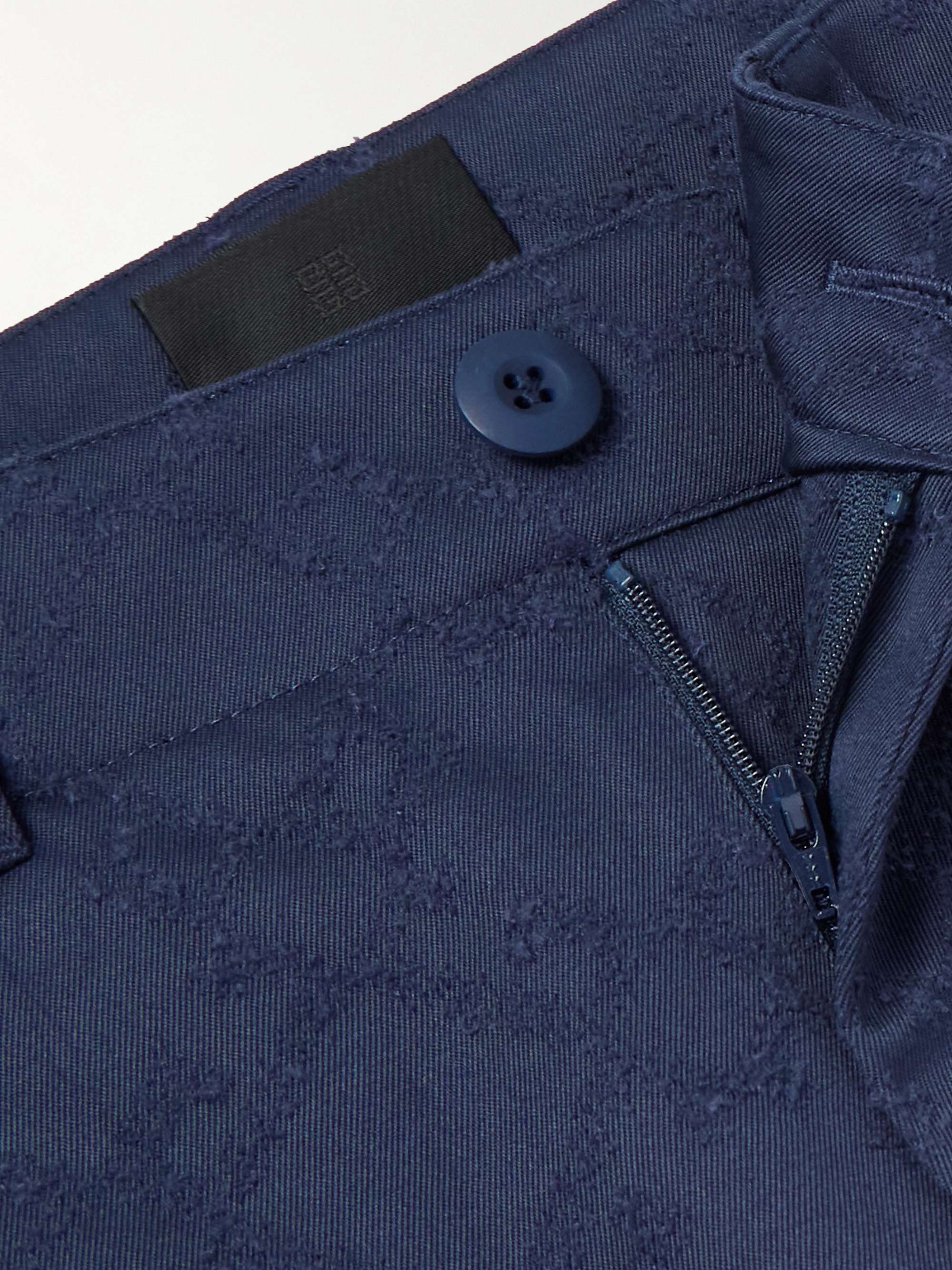 Straight-Leg Cotton-Twill Jacquard Cargo Trousers view