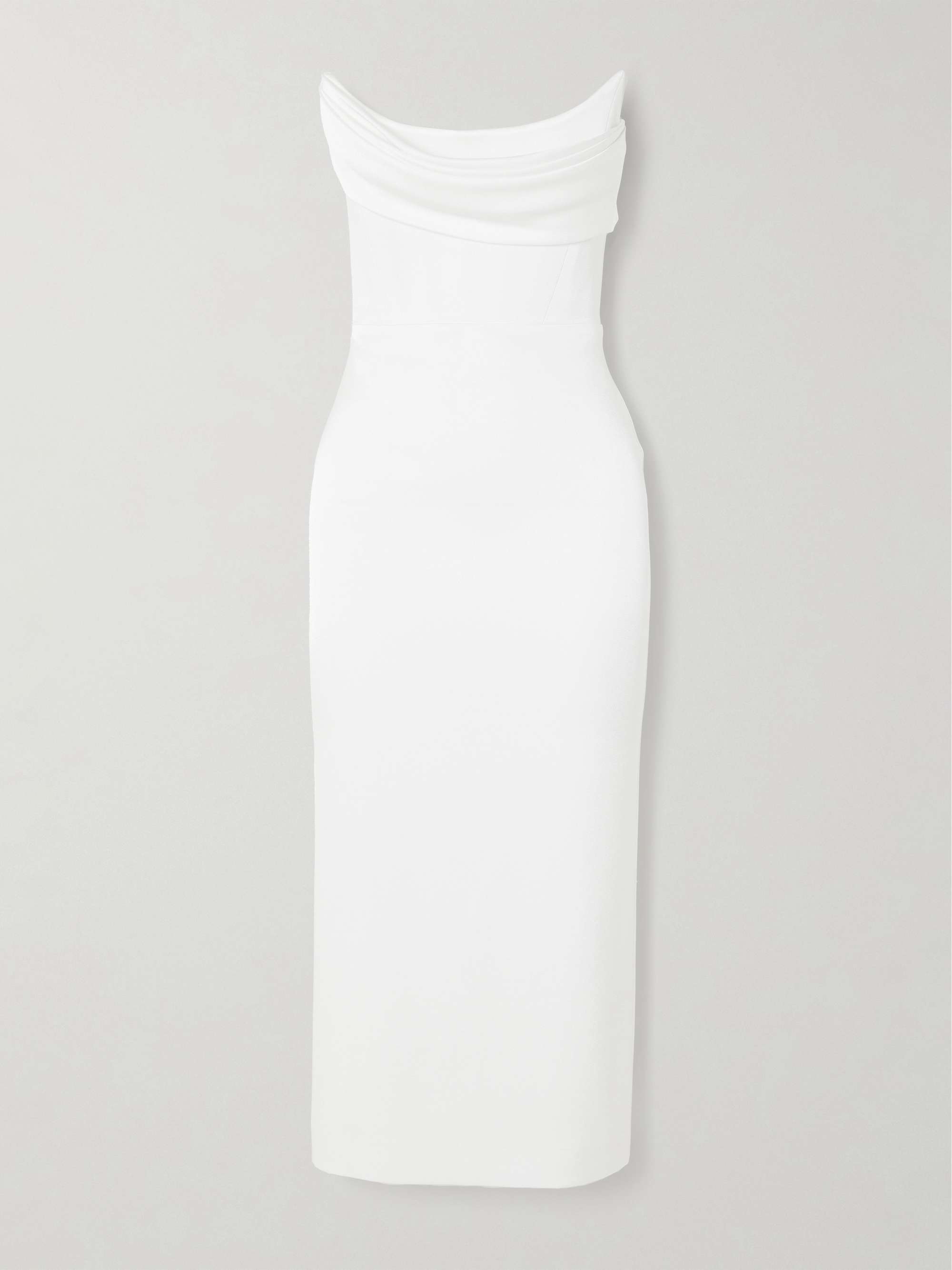 Strapless draped satin-crepe midi dress view