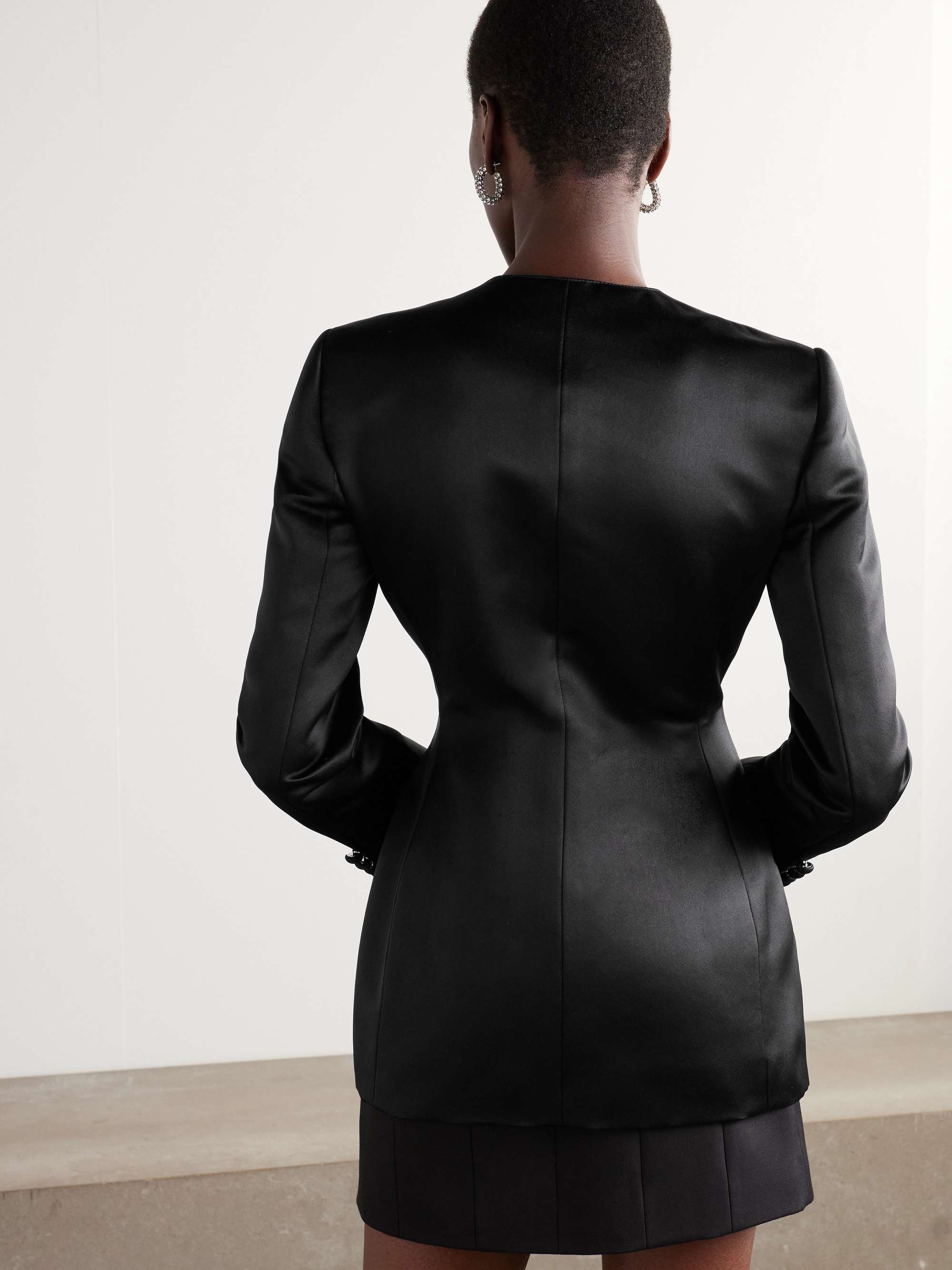 Padded silk-satin blazer view