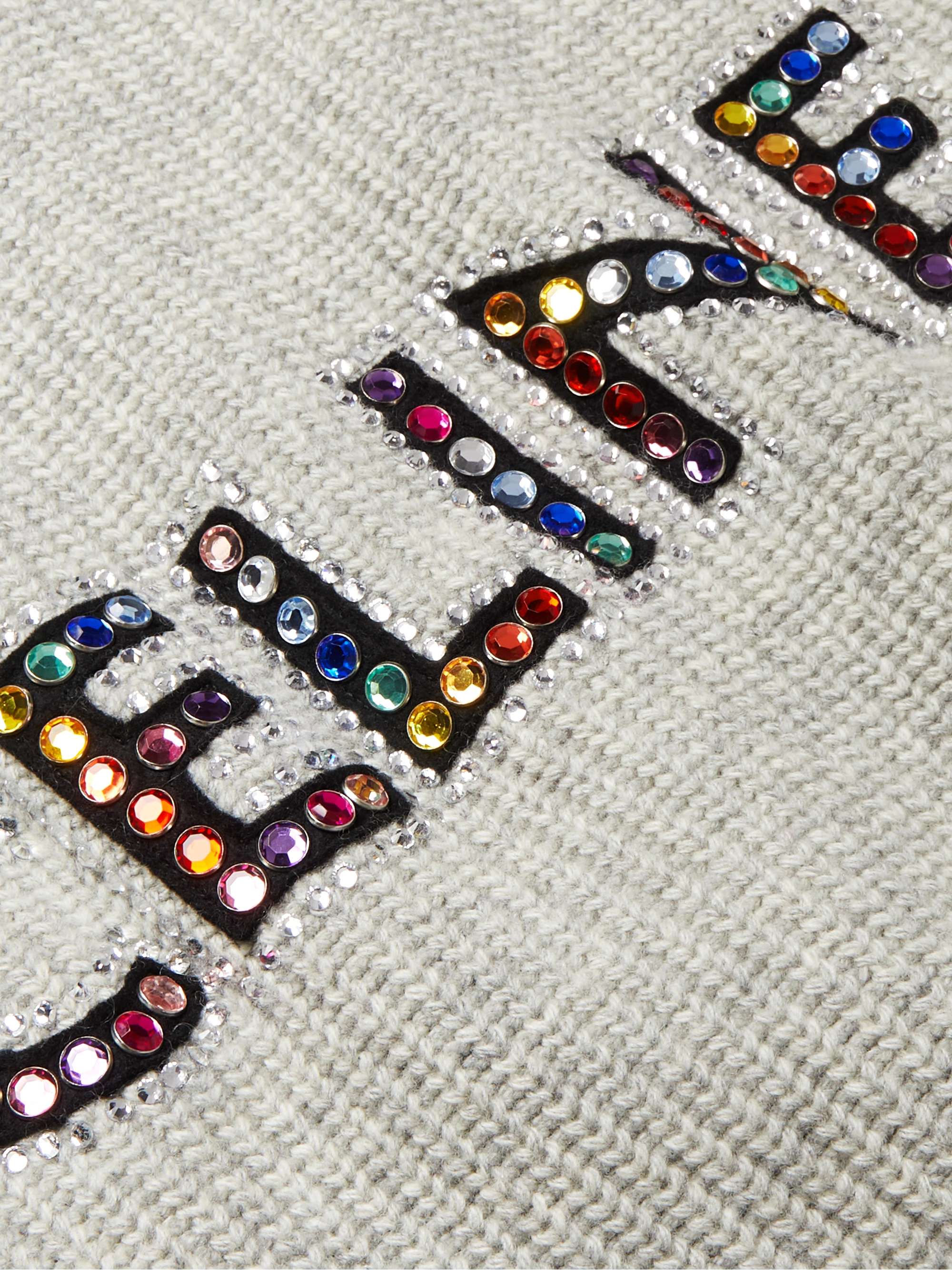 Crystal-Embellished Logo-Appliquéd Wool Sweater view