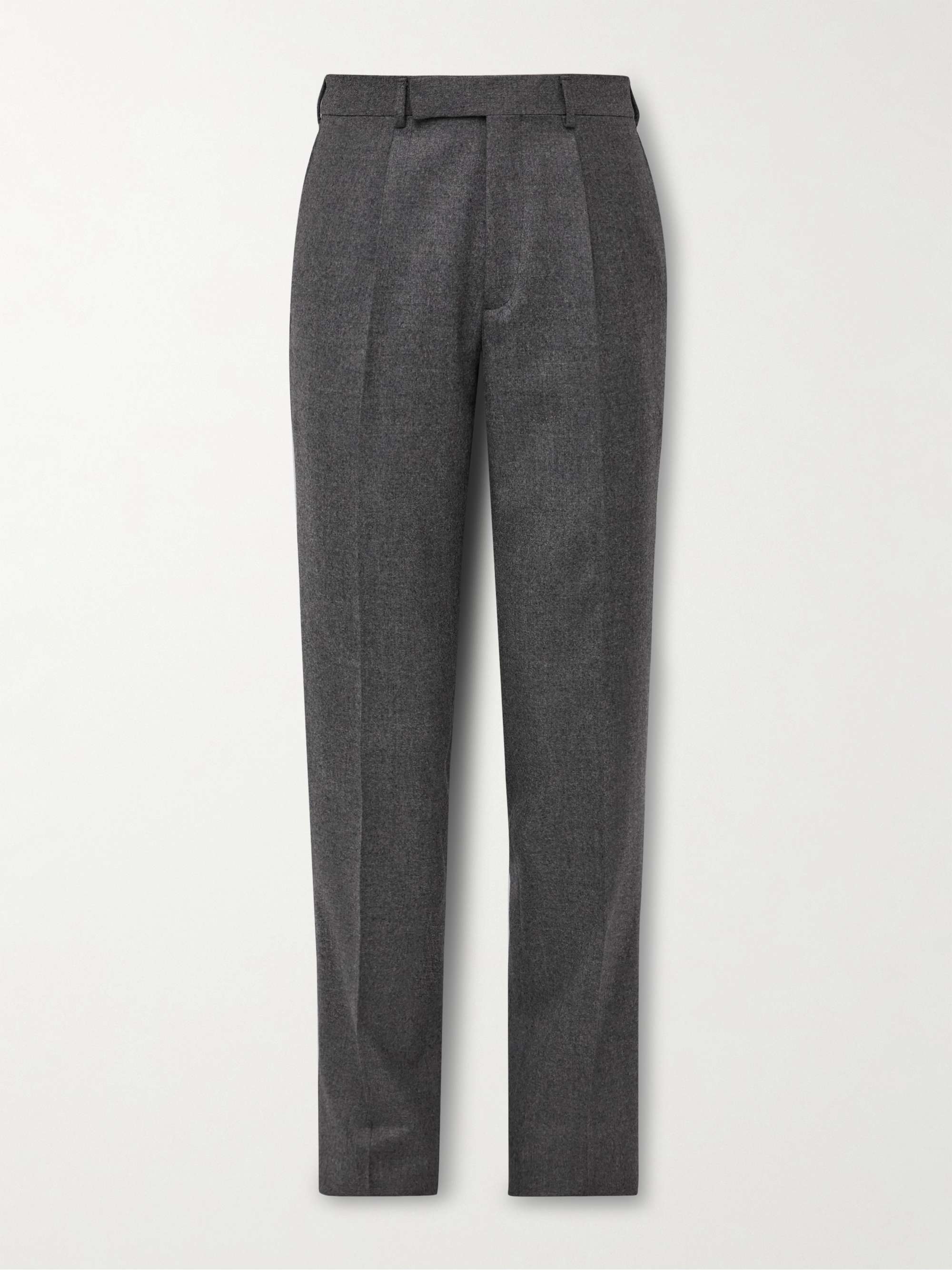 Slim-Fit Straight-Leg Pleated Wool Trousers view