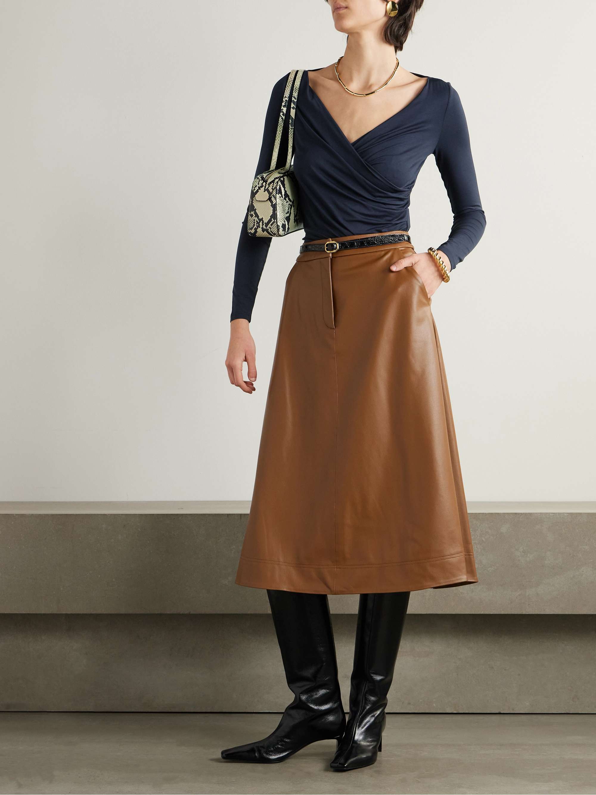 Yale wrap-effect jersey top view