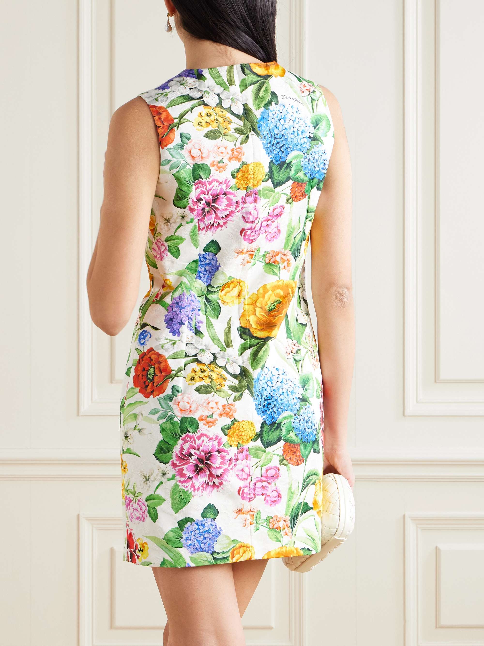 Floral-print cotton-blend jacquard mini dress view