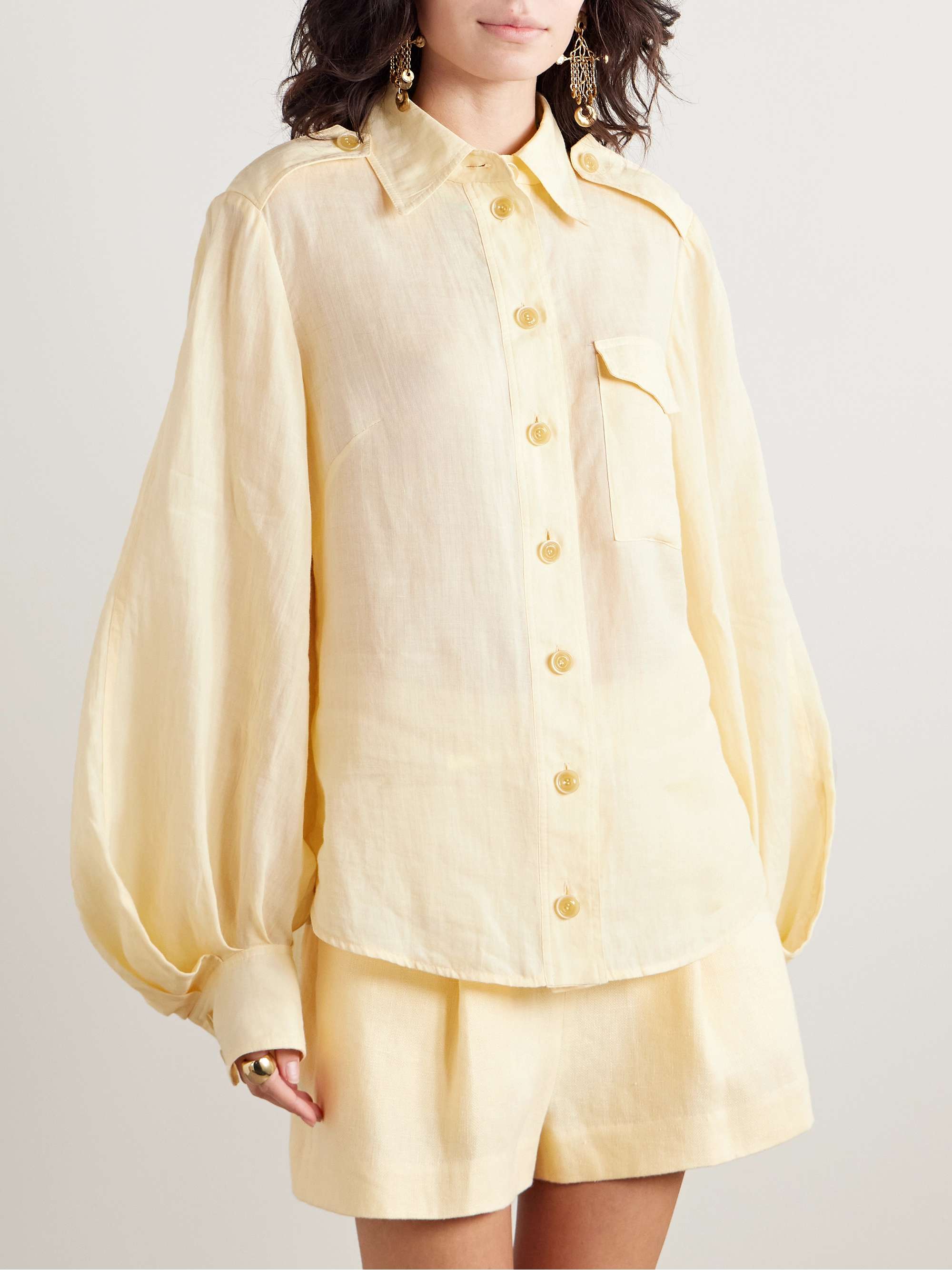 Illuminate pleated ramie shirt view