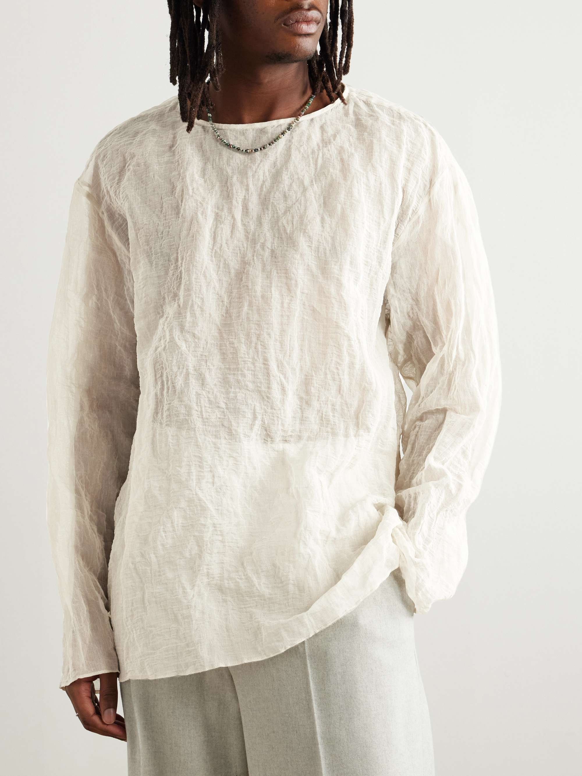 Oversized Metallic Crinkled Cotton-Blend T-Shirt view