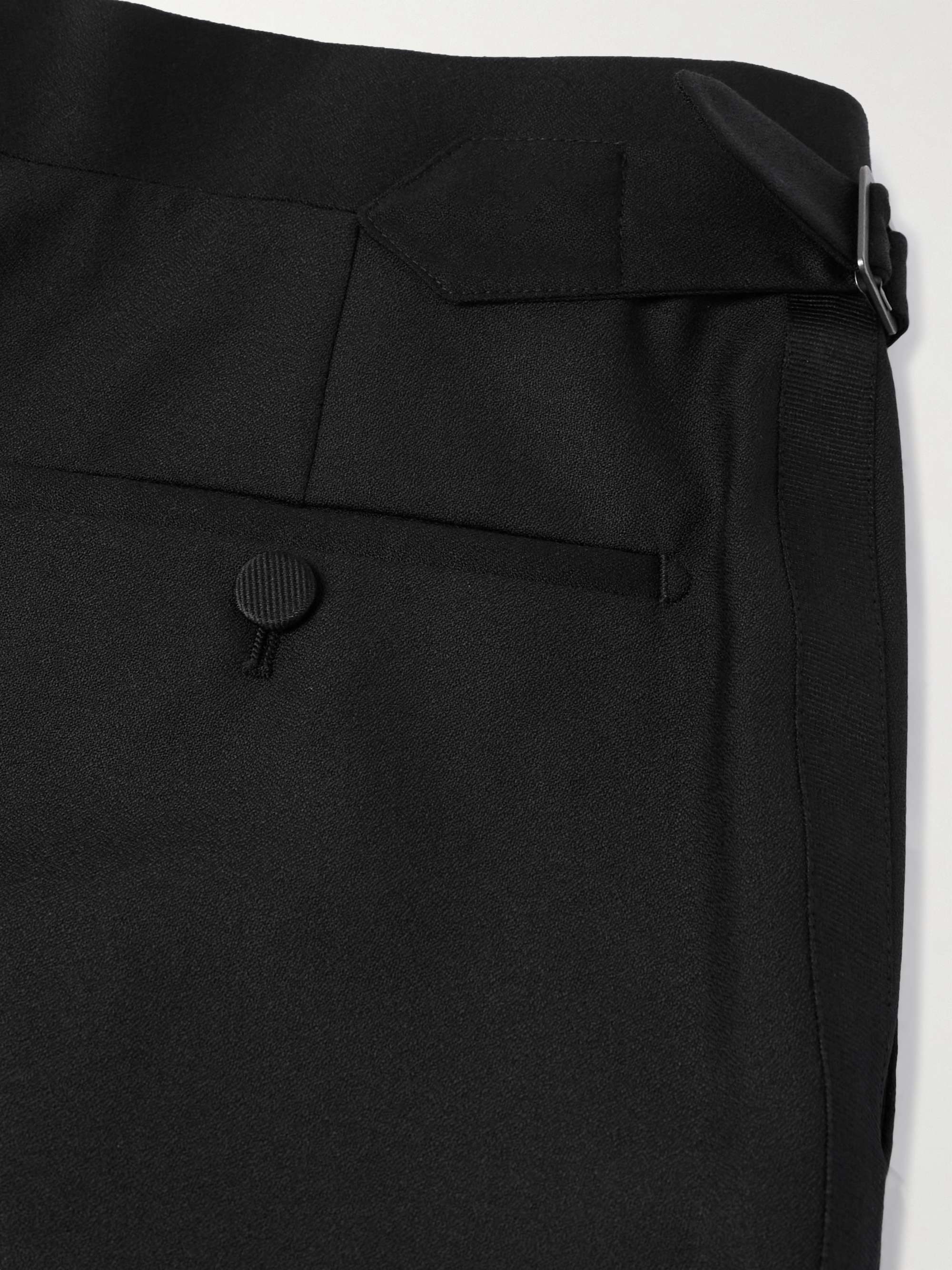 Straight-Leg Grosgrain-Trimmed Wool Tuxedo Trousers view