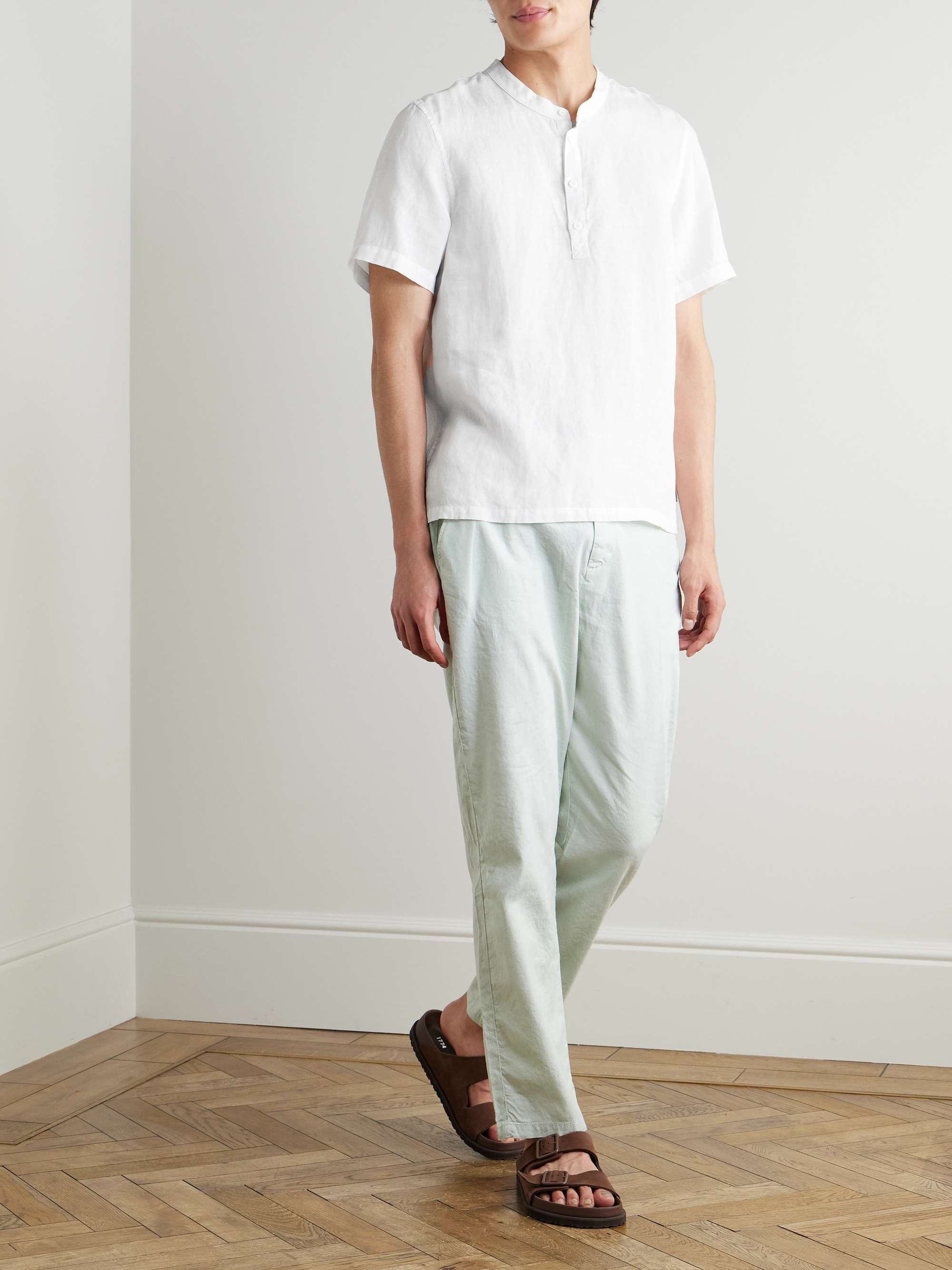 Linen and Lyocell-Blend Gauze Henley T-Shirt view