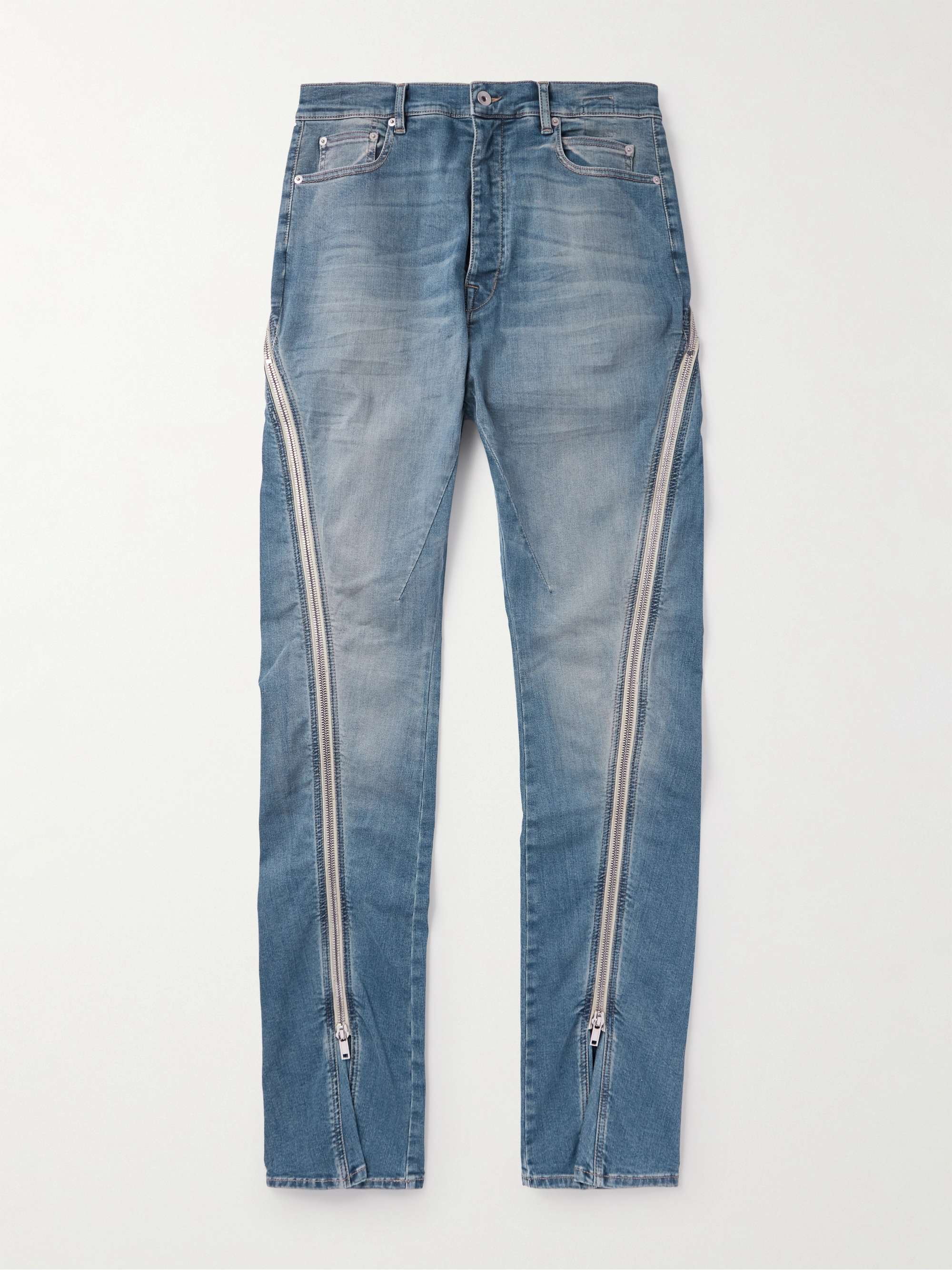 Bolan Banana Wide-Leg Zip-Detailed Waxed Jeans view