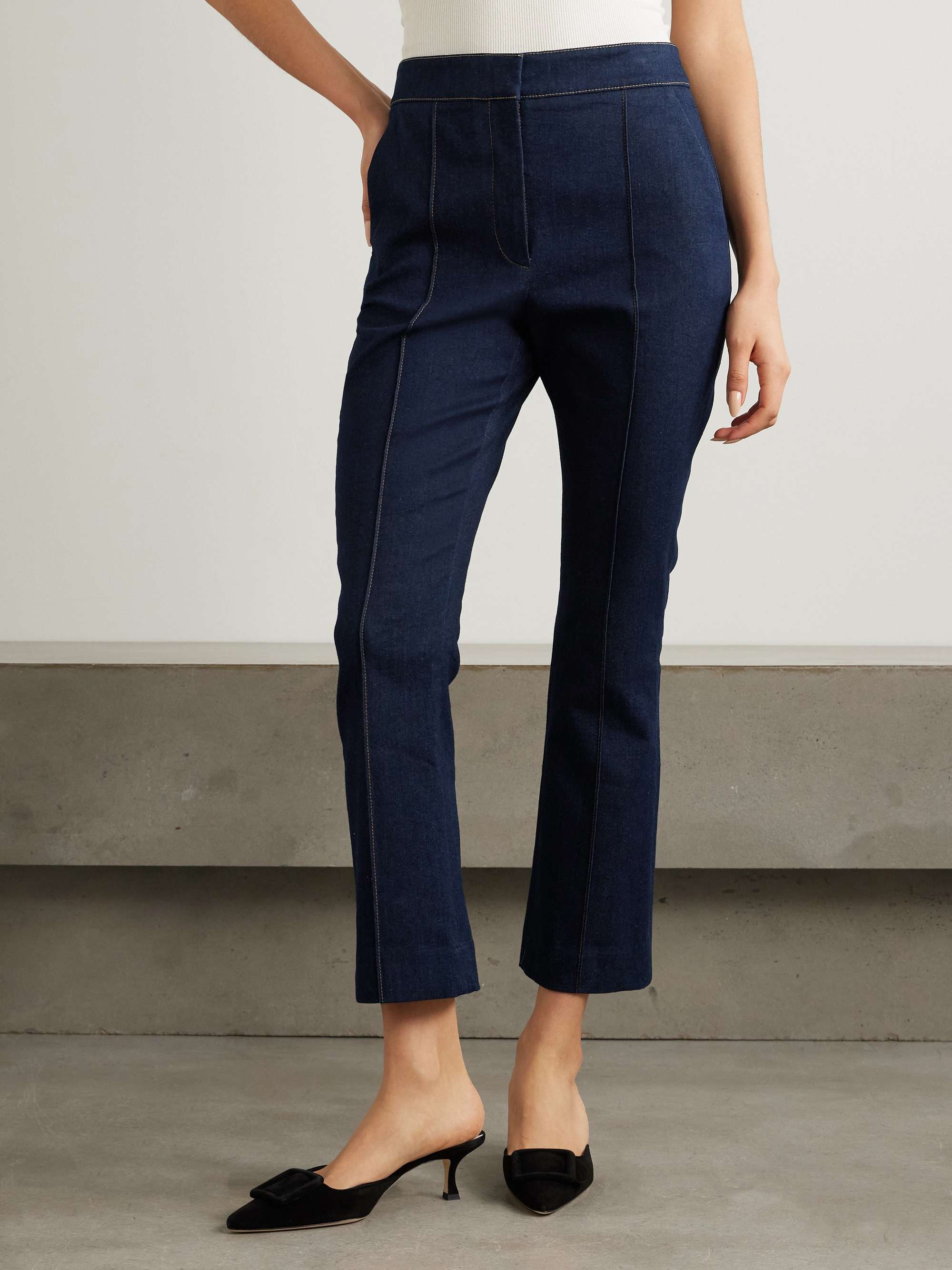 Tani cropped topstitched straight-leg jeans view