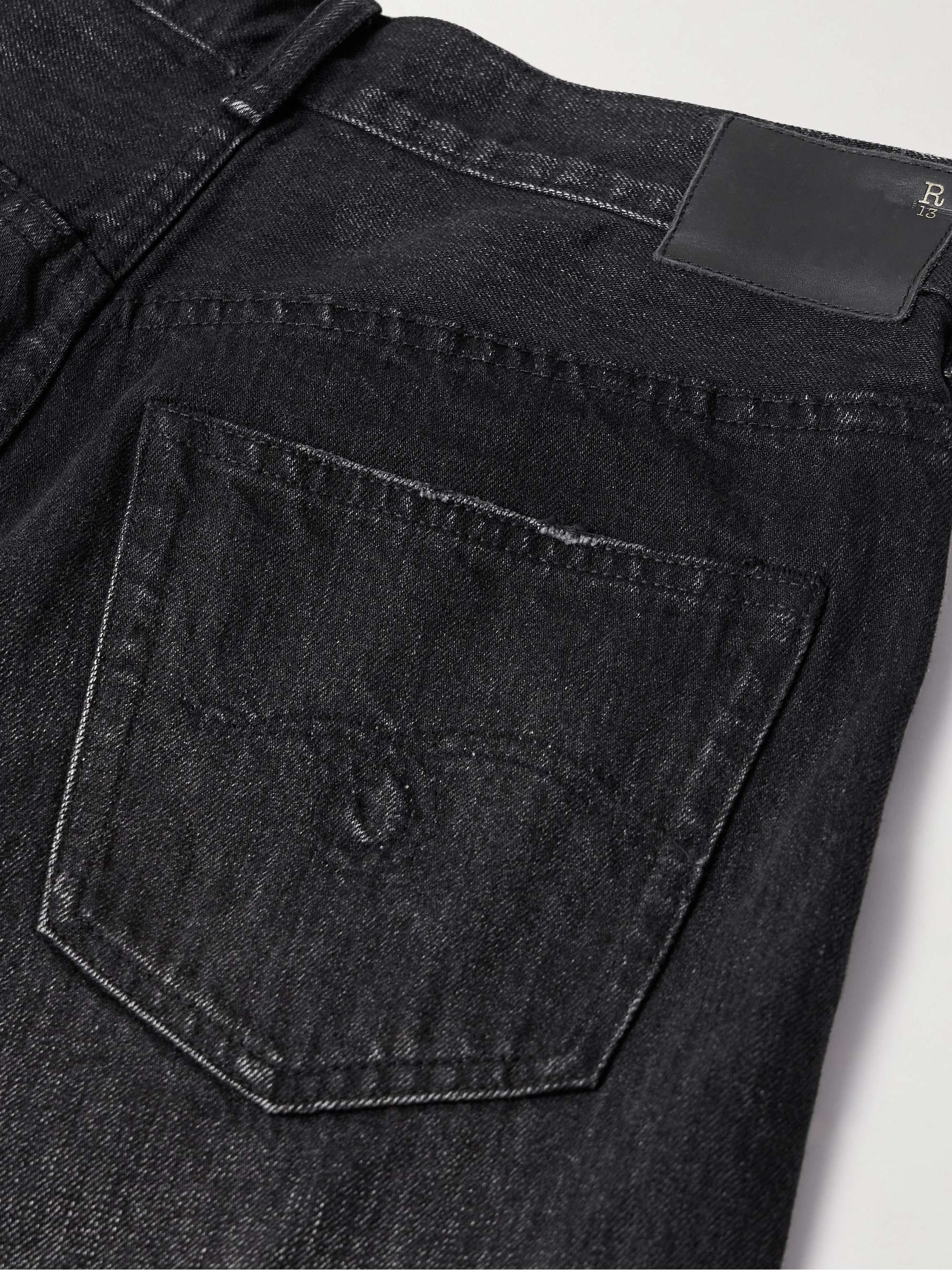 Crossover asymmetric distressed mid-rise boyfriend jeans view