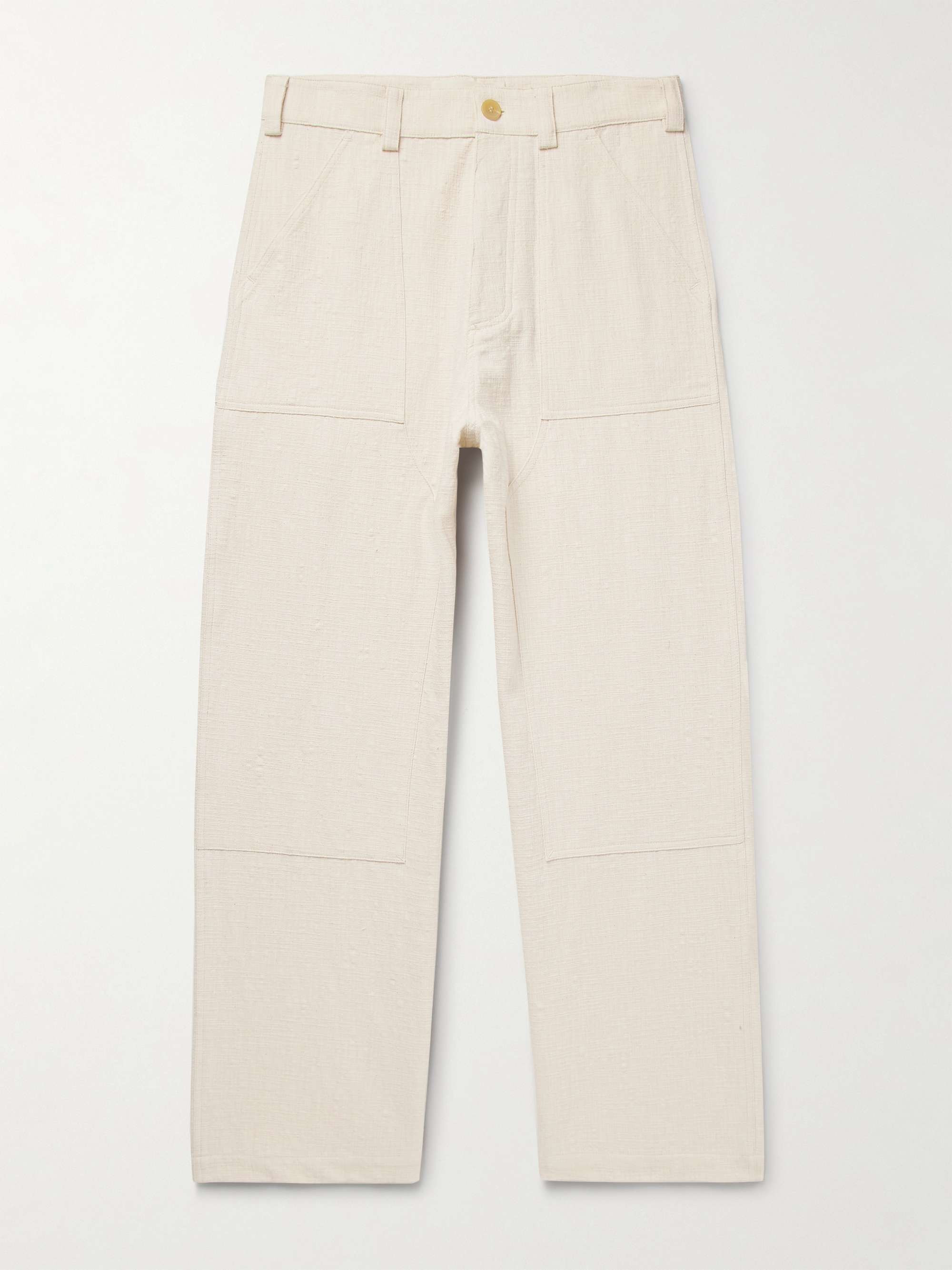 Garden Straight-Leg Slub Cotton-Canvas Trousers view