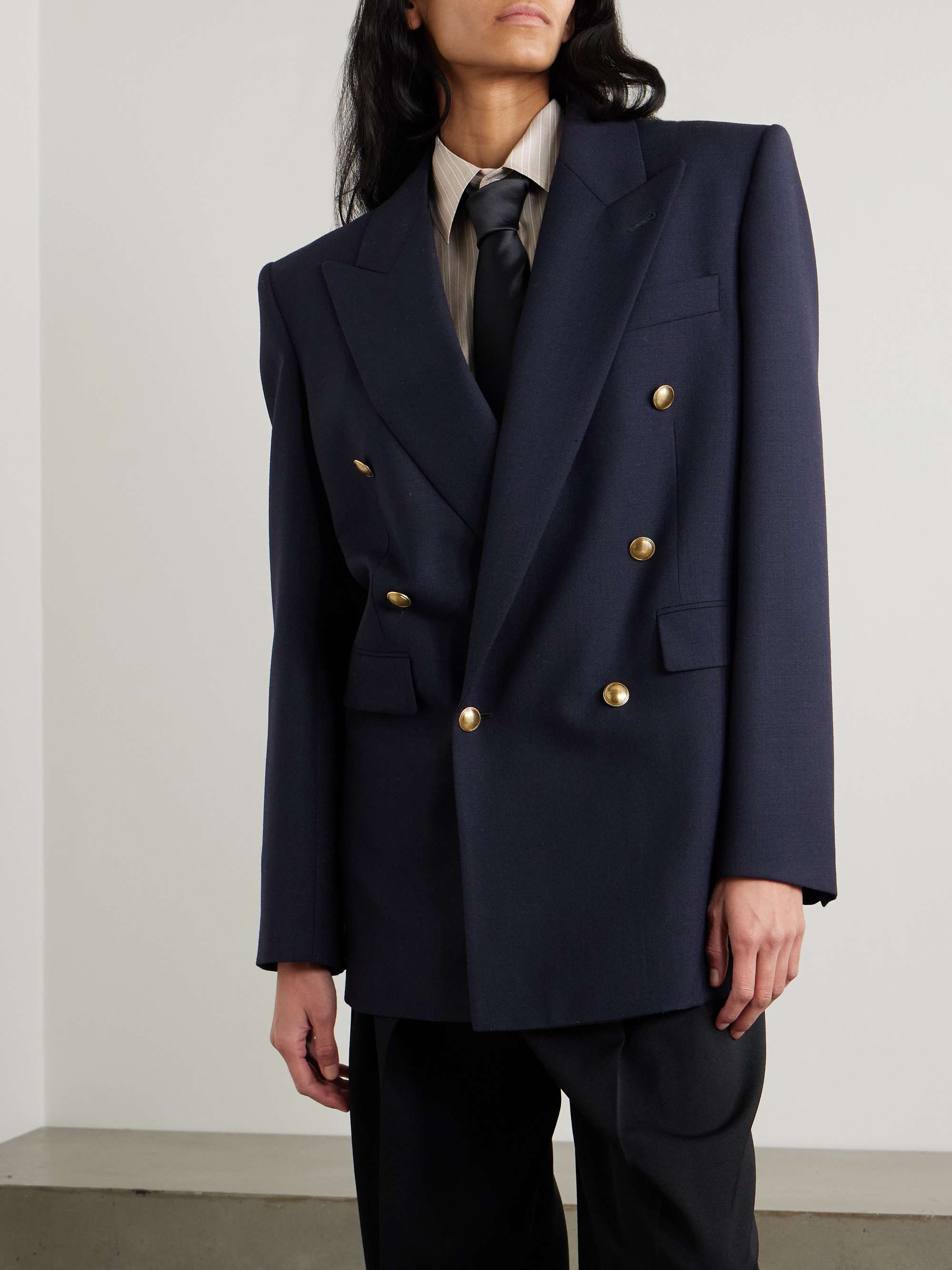 Oversized double-breasted grain de poudre wool blazer view
