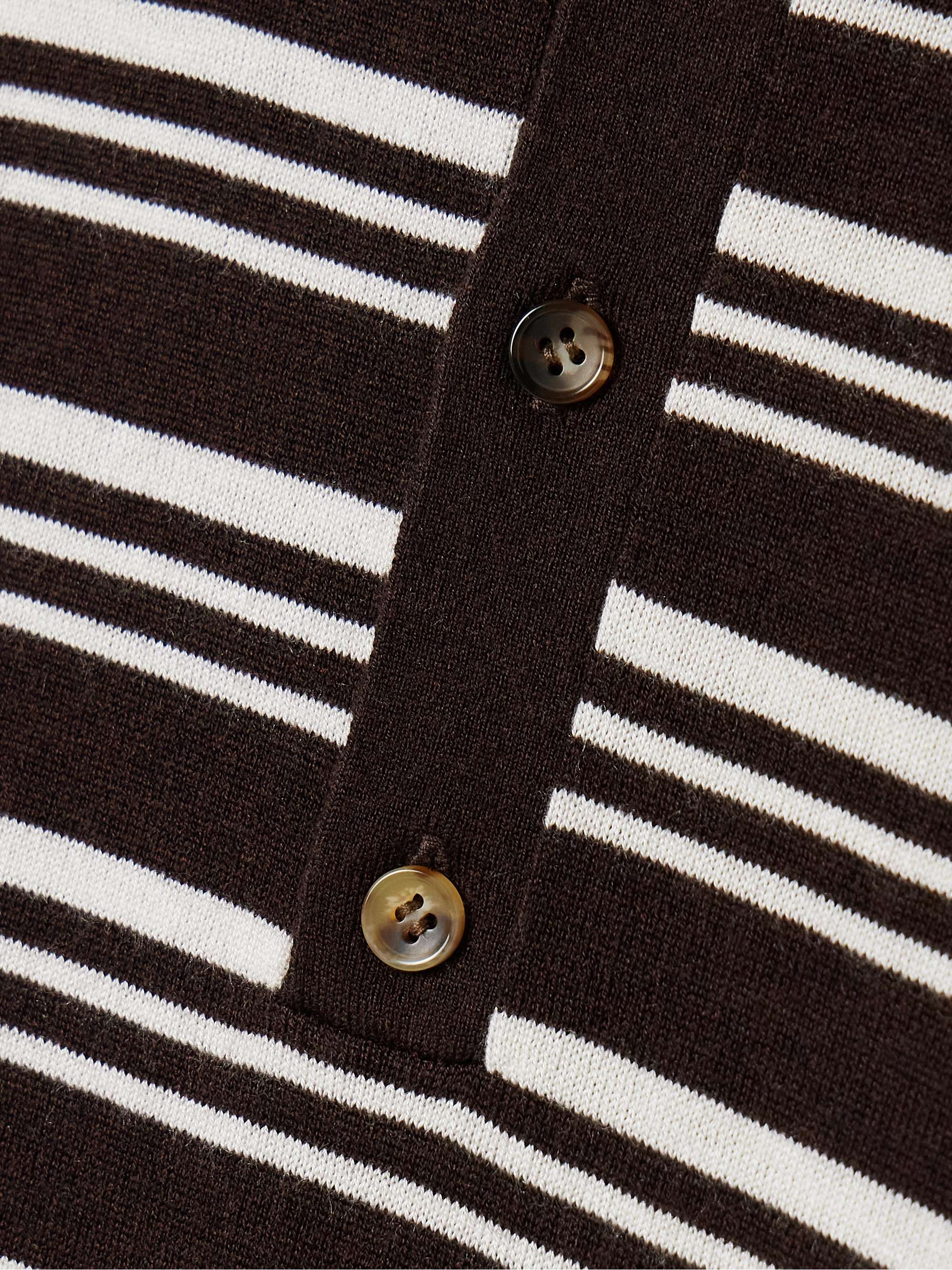 Striped silk, wool and cashmere-blend polo sweater view
