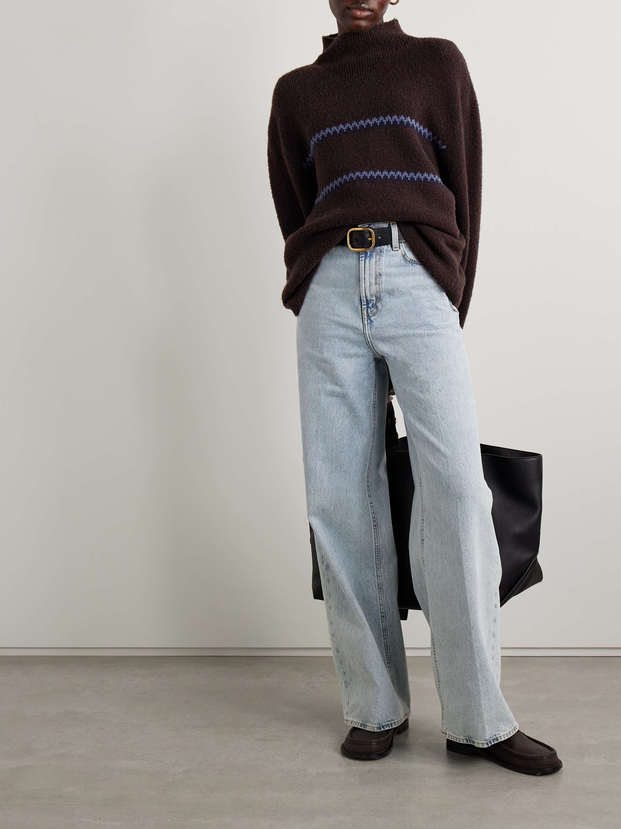 Anne Fair Isle merino wool-blend bouclé turtleneck sweater view