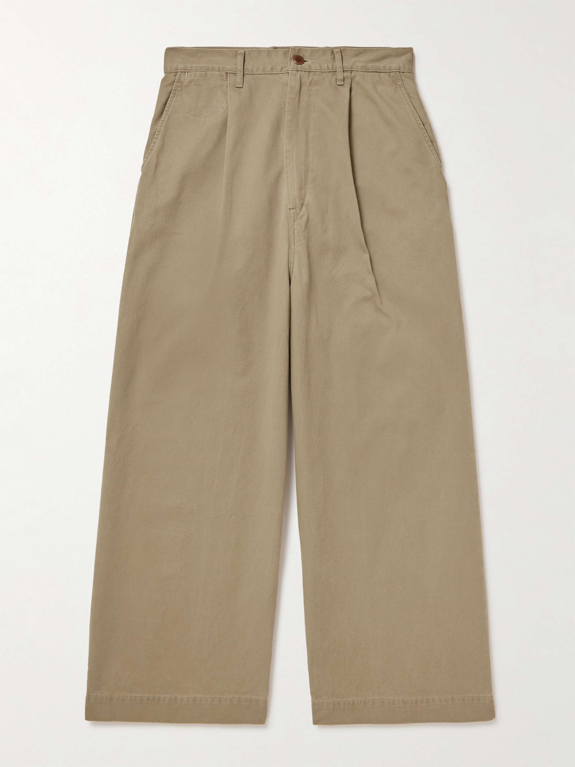 Nime Wide-Leg Pleated Cotton-Twill Chinos view