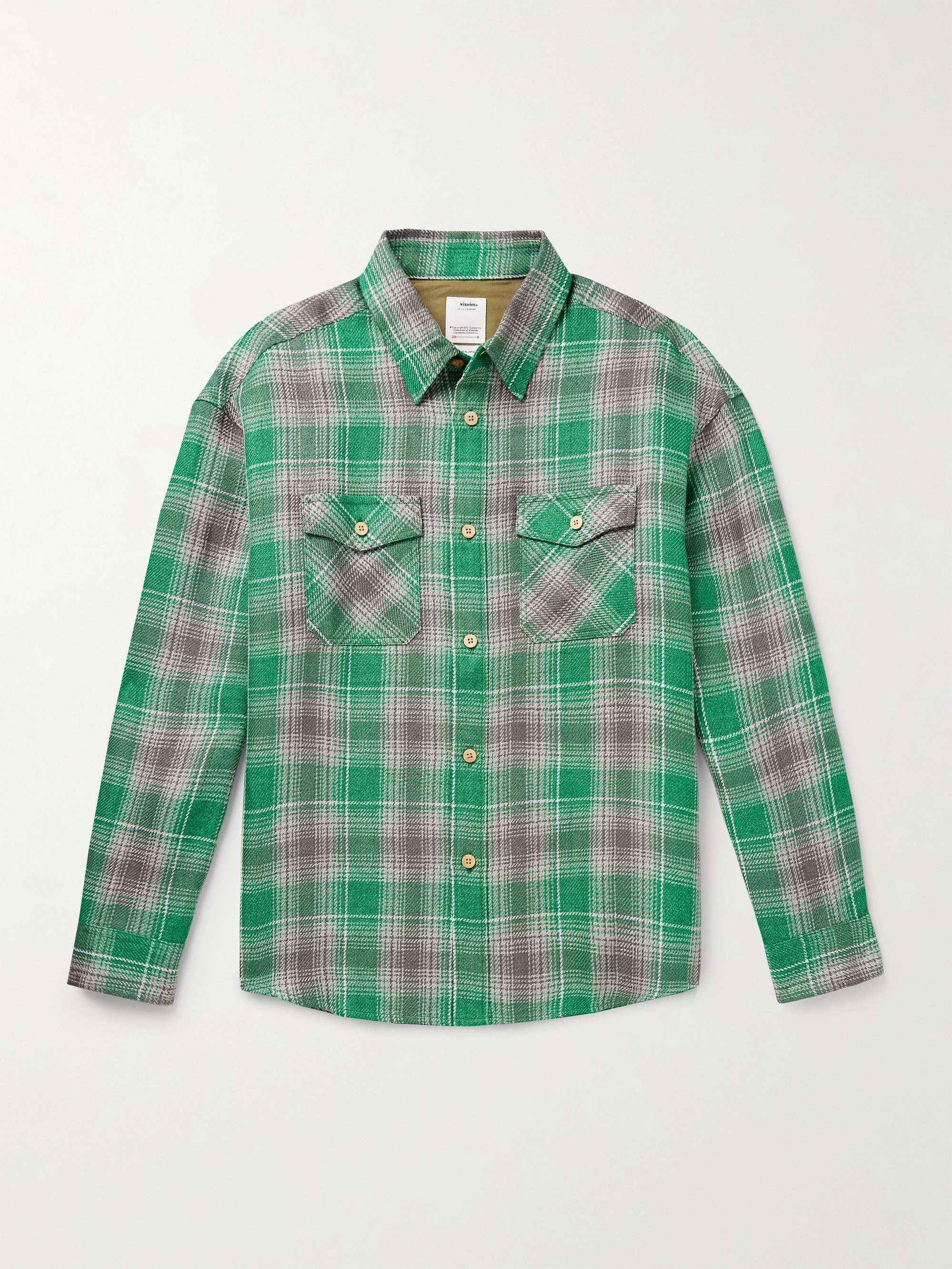 Checked Wool and Linen-Blend Flannel Shirt view