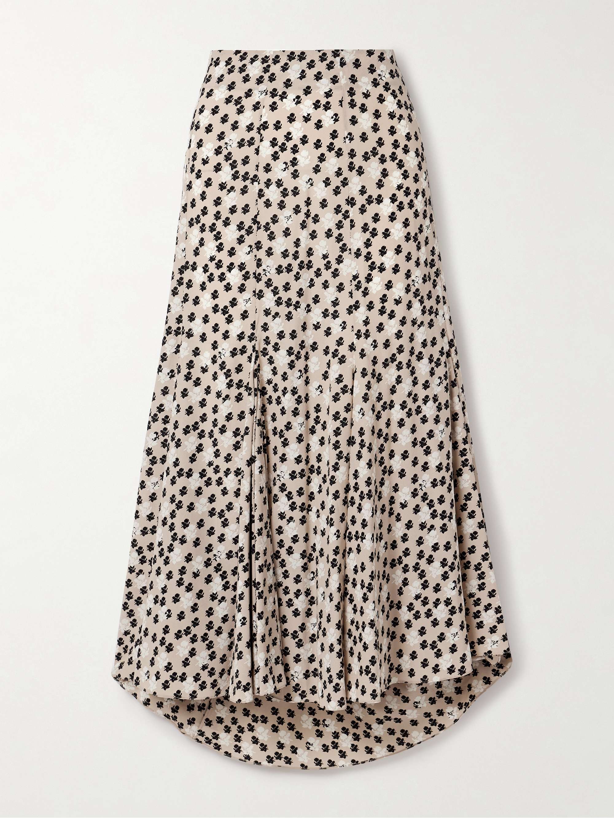 Joelle pleated floral-print stretch-crepe midi skirt view