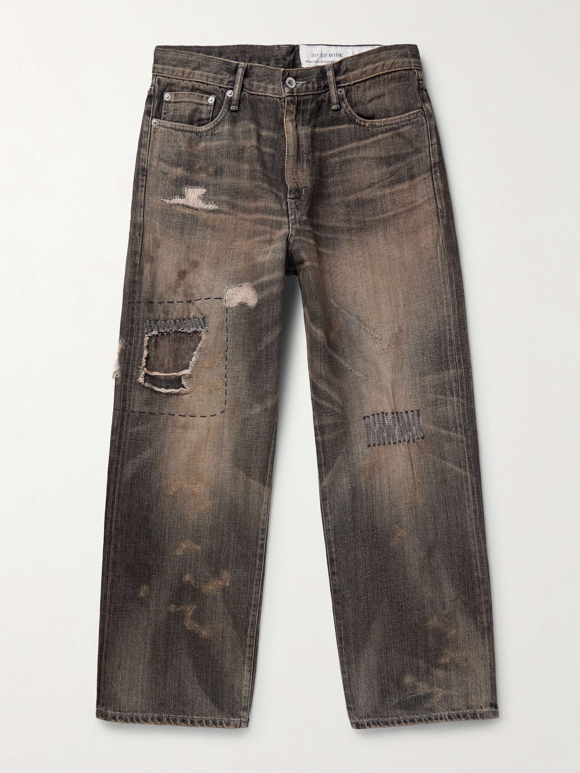 Savage Wide-Leg Distressed Selvedge Jeans view