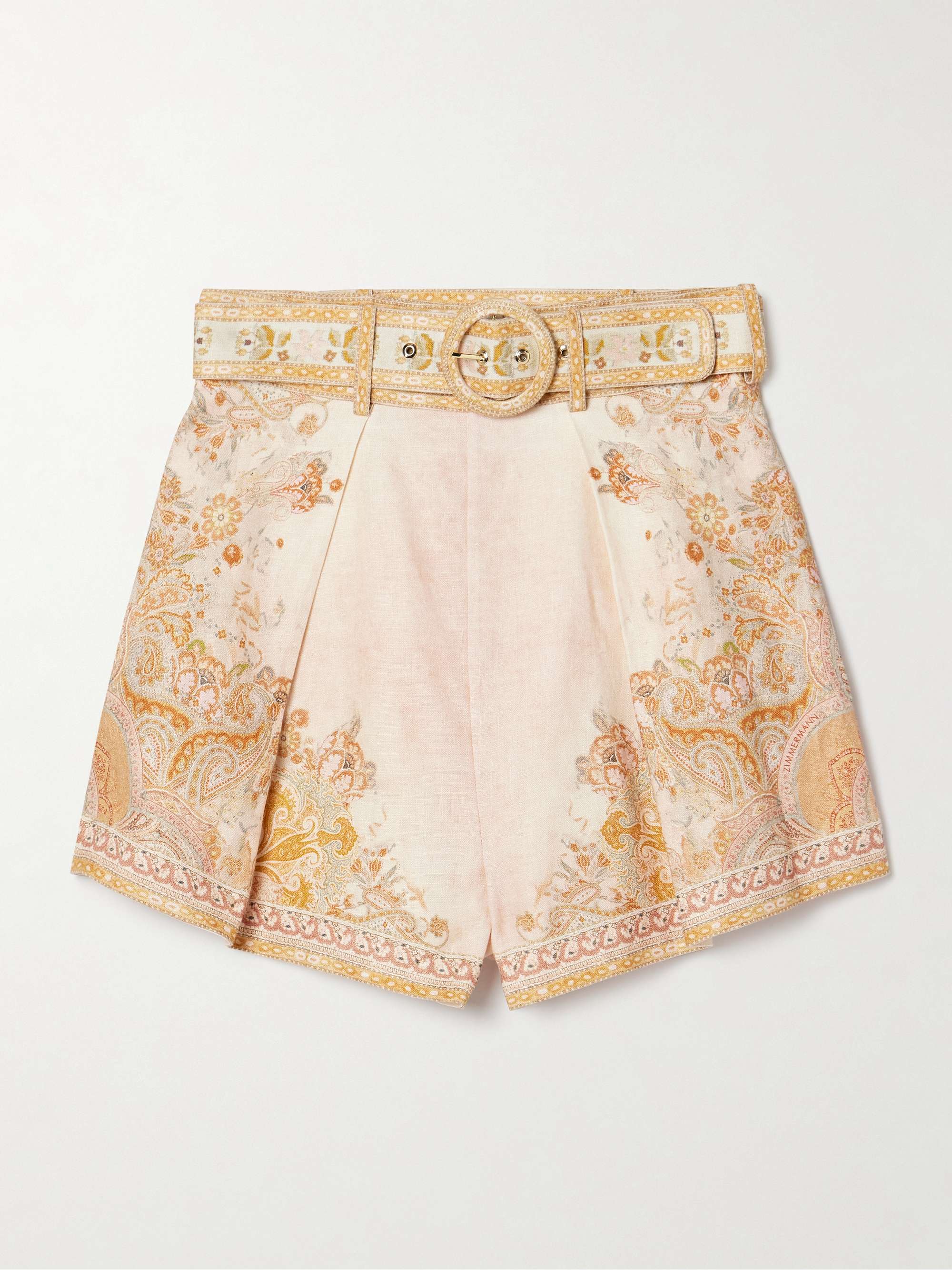 Acacia belted pleated printed linen shorts view