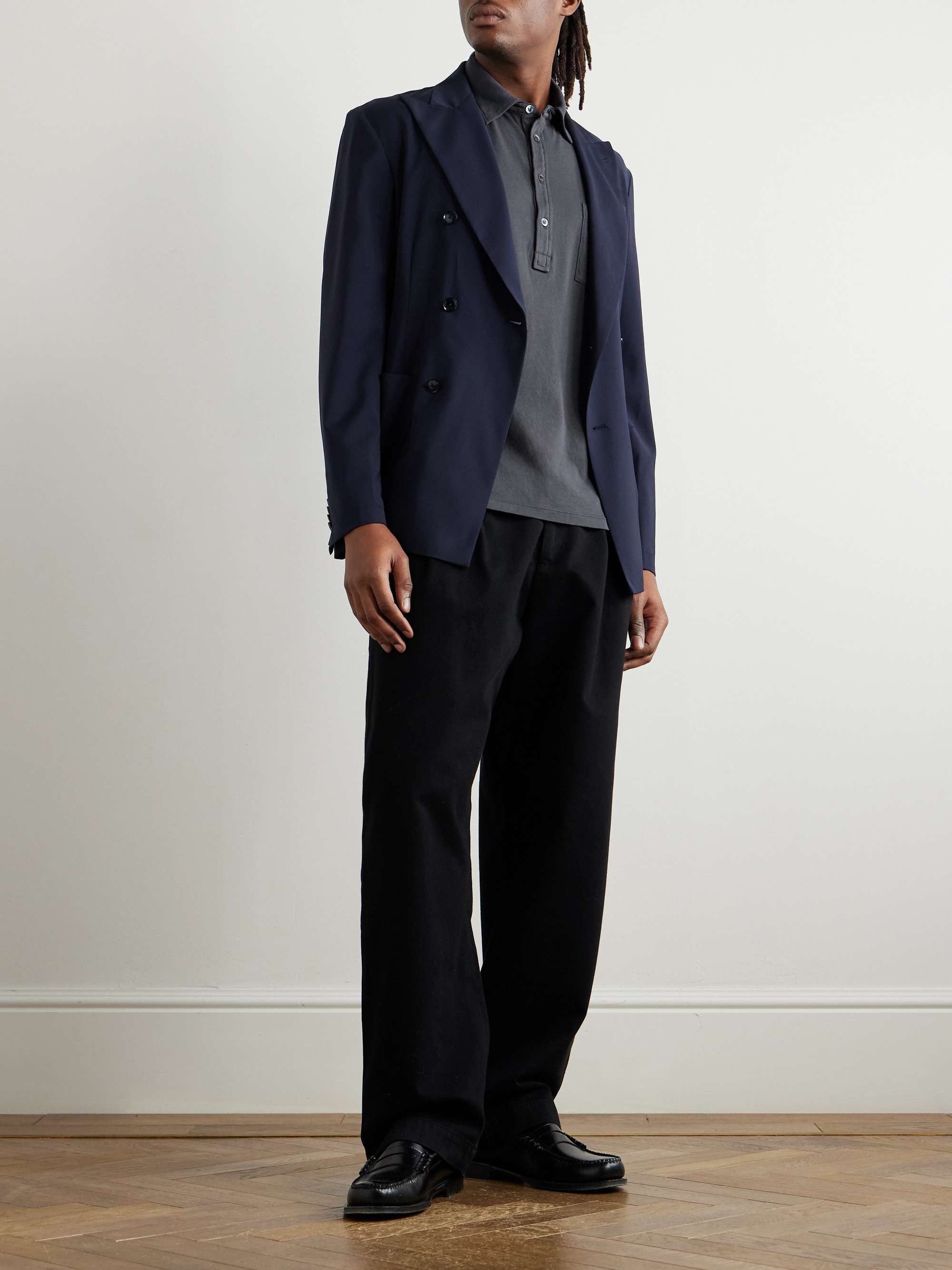 Spilo Garment-Dyed Cotton-Jersey Polo Shirt view
