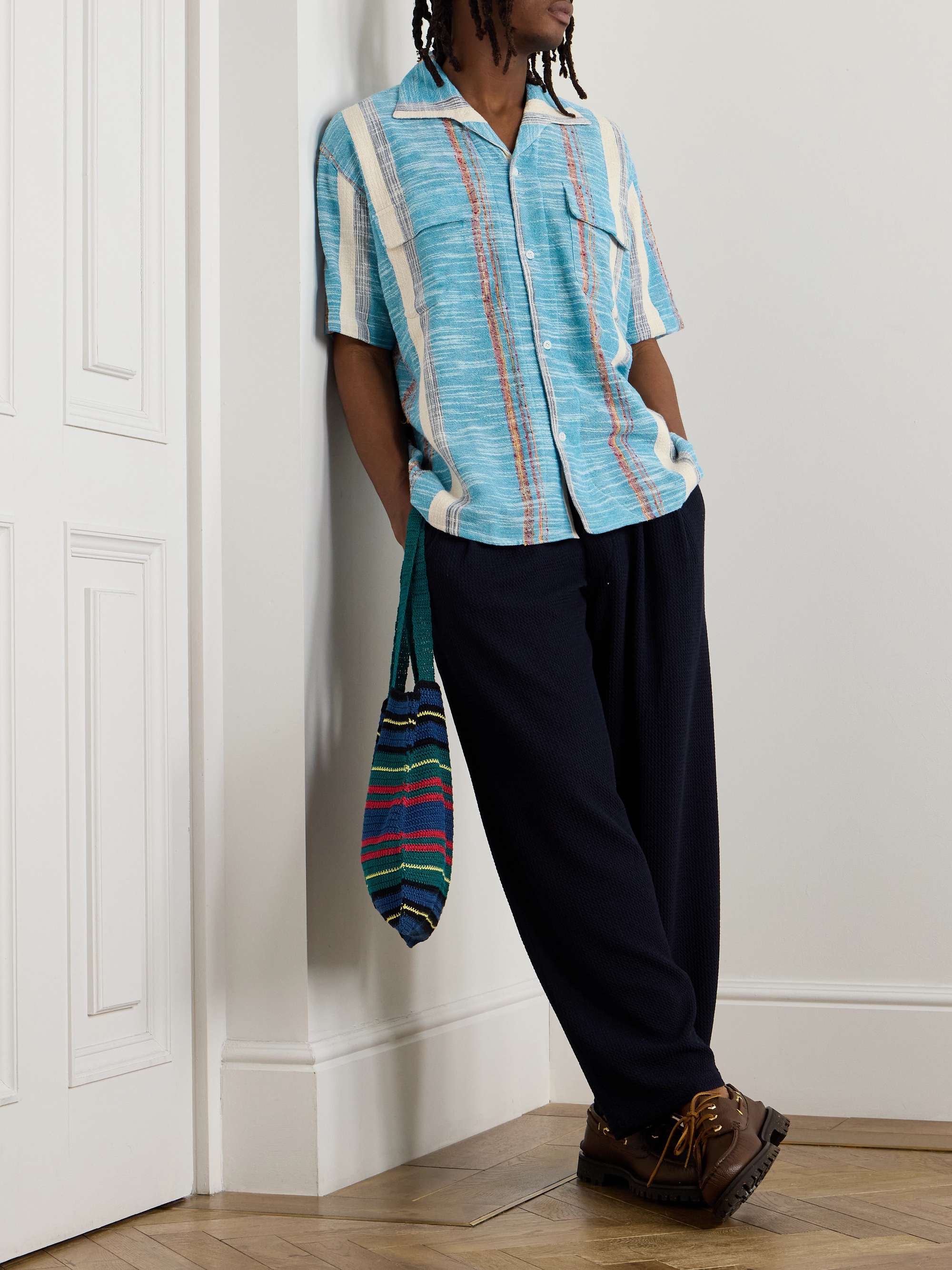 50s Milano Camp-Collar Cotton-Jacquard Shirt view