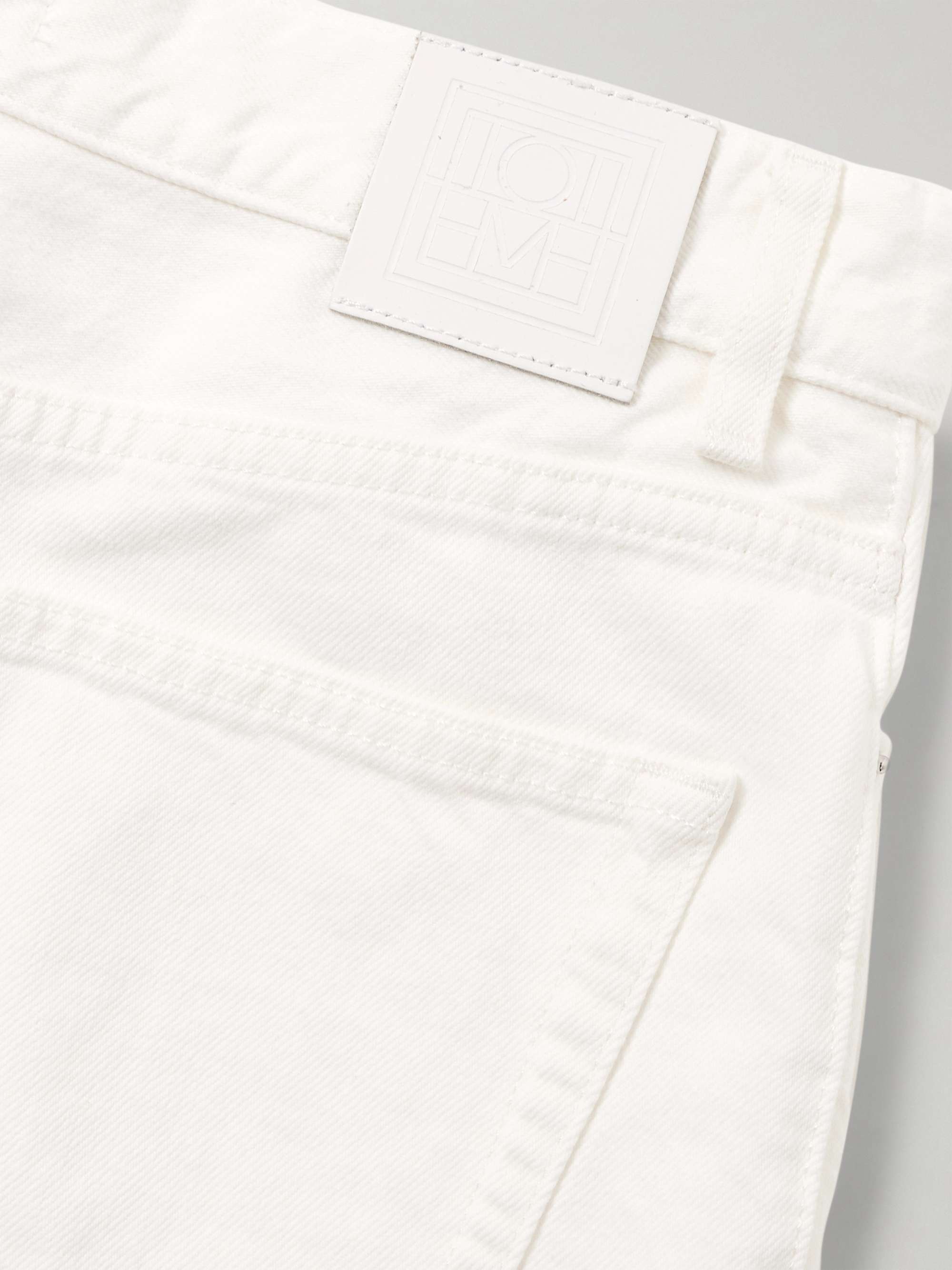 Pleated high-rise wide-leg organic jeans view