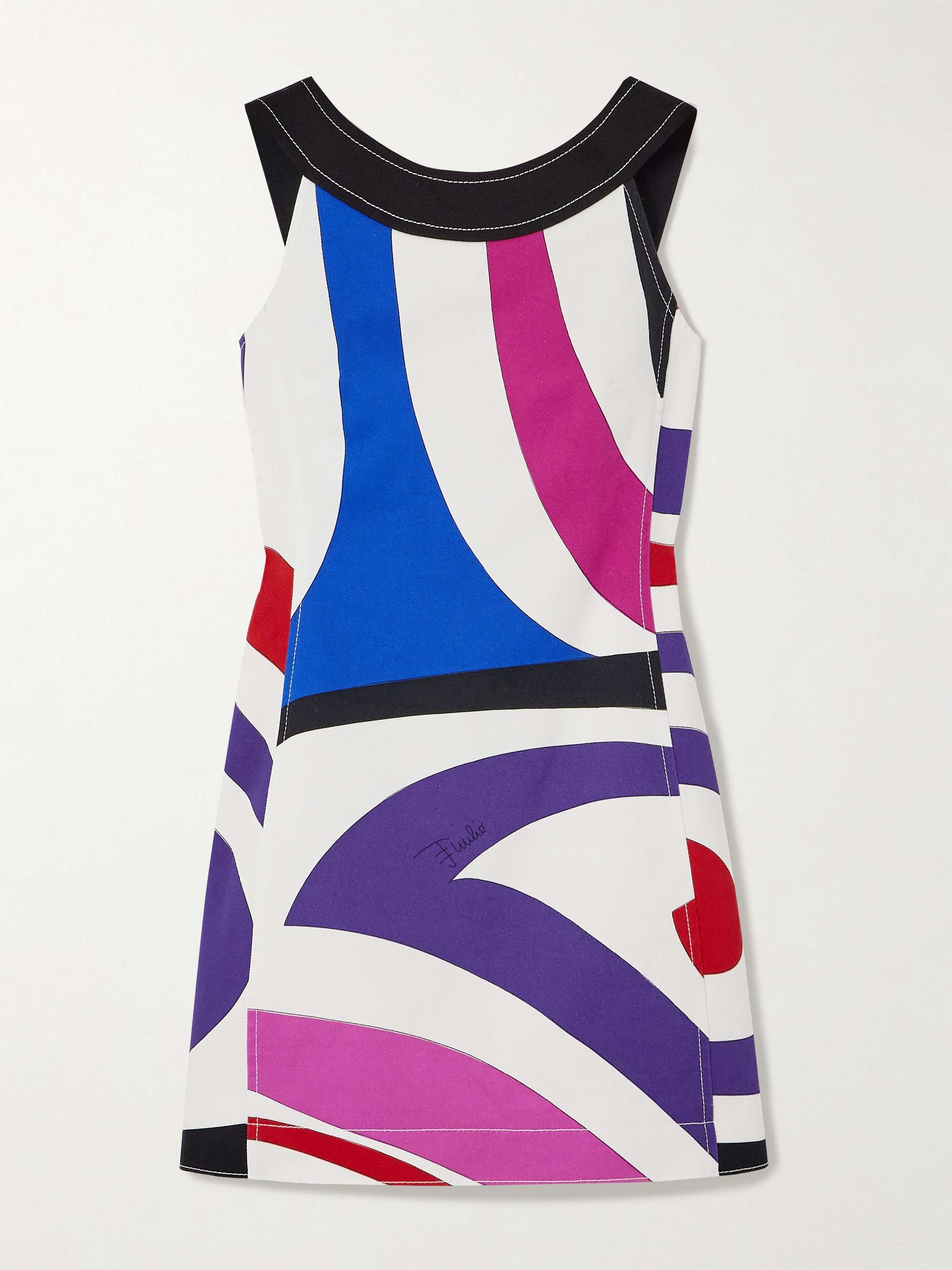 Open-back printed cotton-blend twill mini dress view
