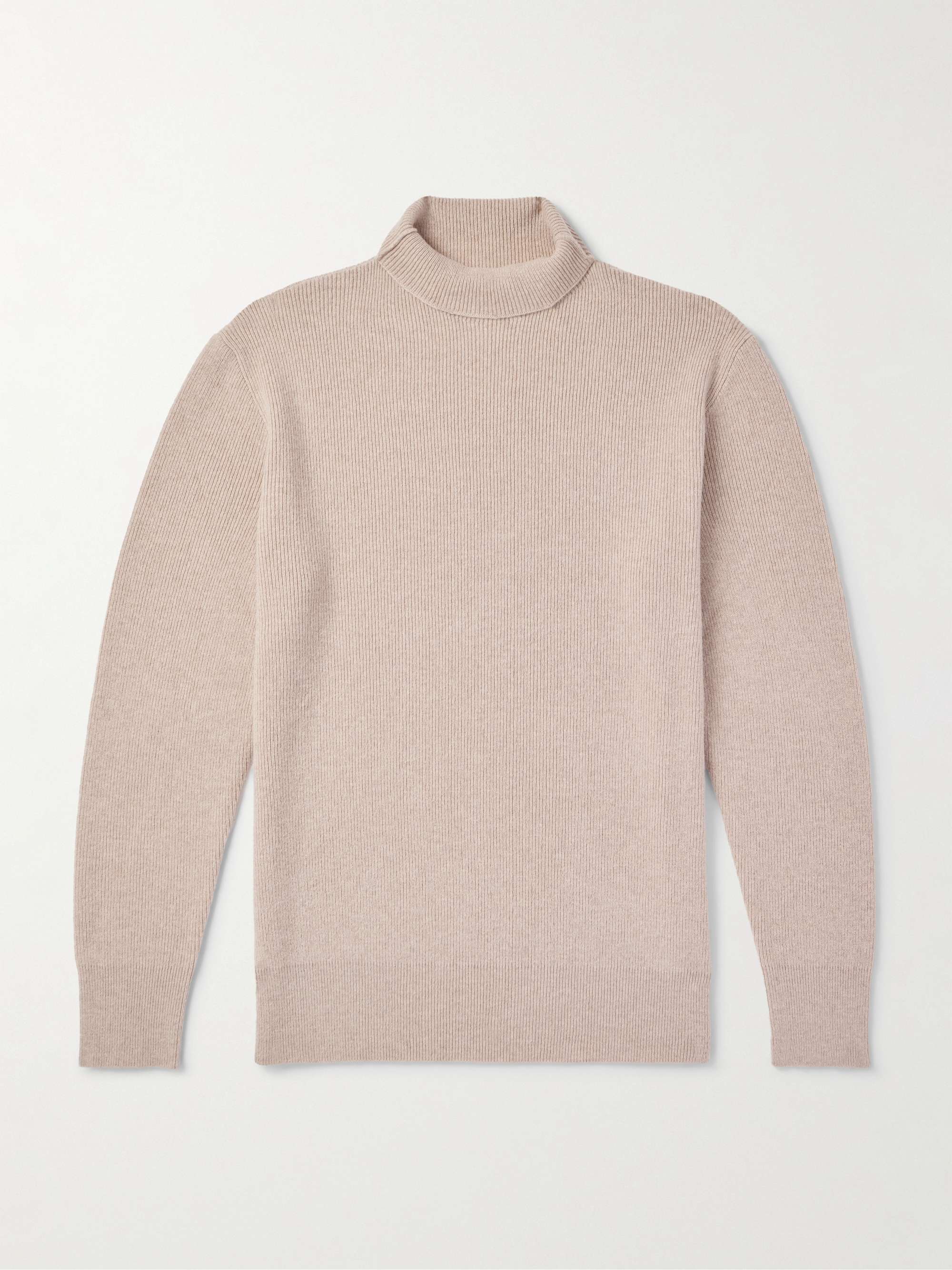Ribbed Merino Wool and Cashmere-Blend Rollneck Sweater view