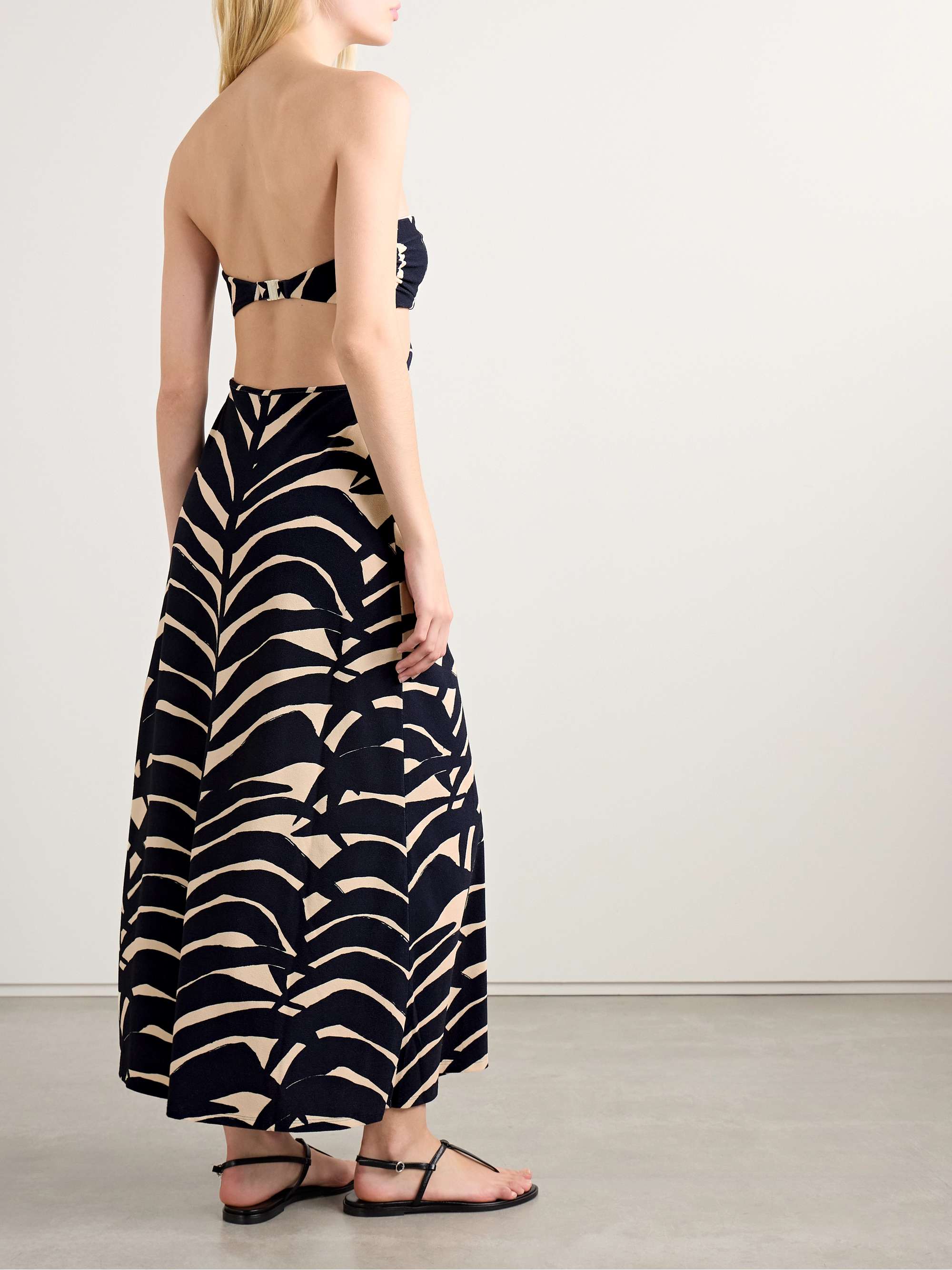 Ocean Layers strapless cutout printed stretch-knit maxi dress view