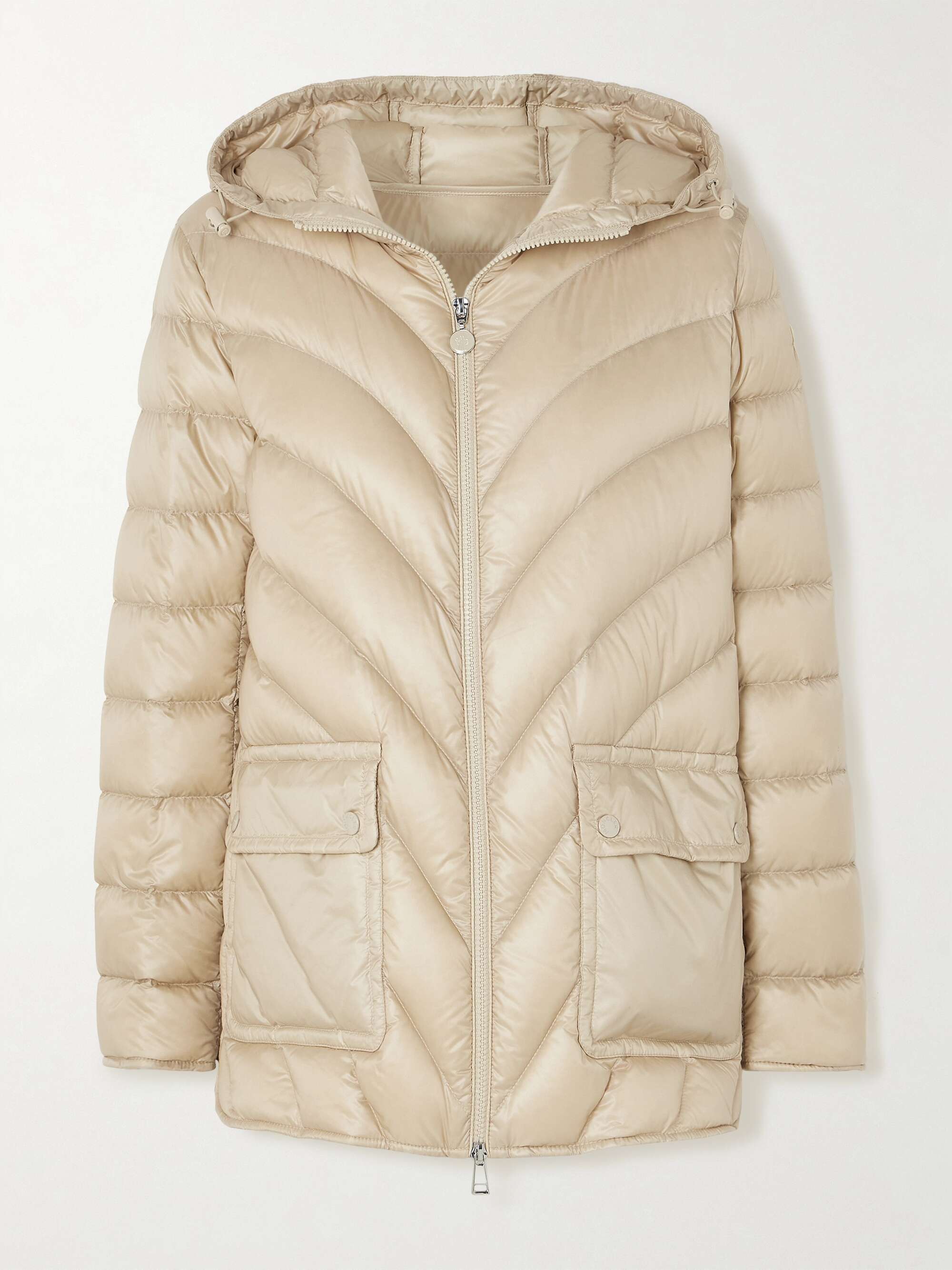 Argenno hooded belted appliquéd quilted shell down coat view