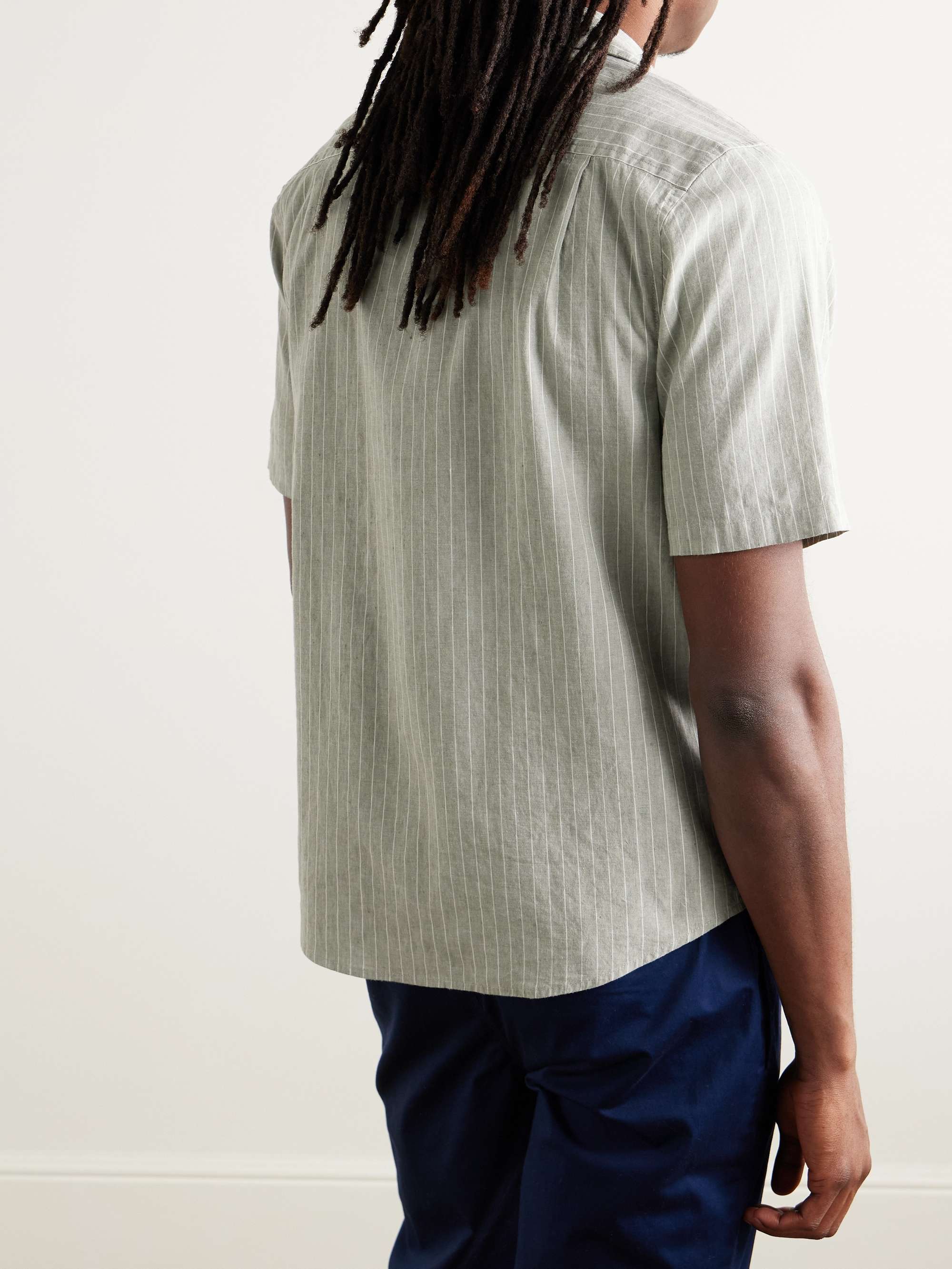 Vacation Camp-Collar Striped Linen-Blend Shirt view